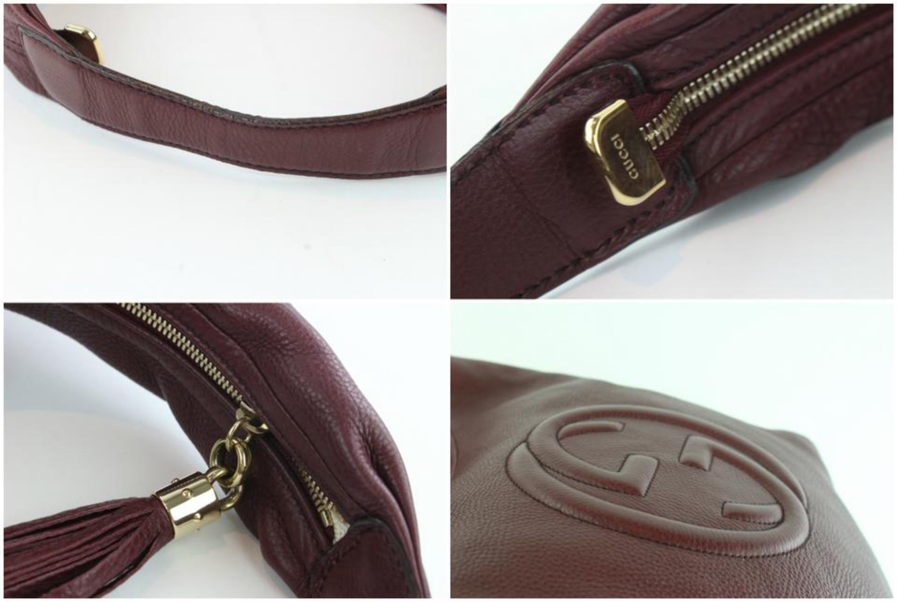 Women's Gucci Soho Large Pebbled Calfskin 17gz1102 Burgundy Leather Hobo Bag For Sale