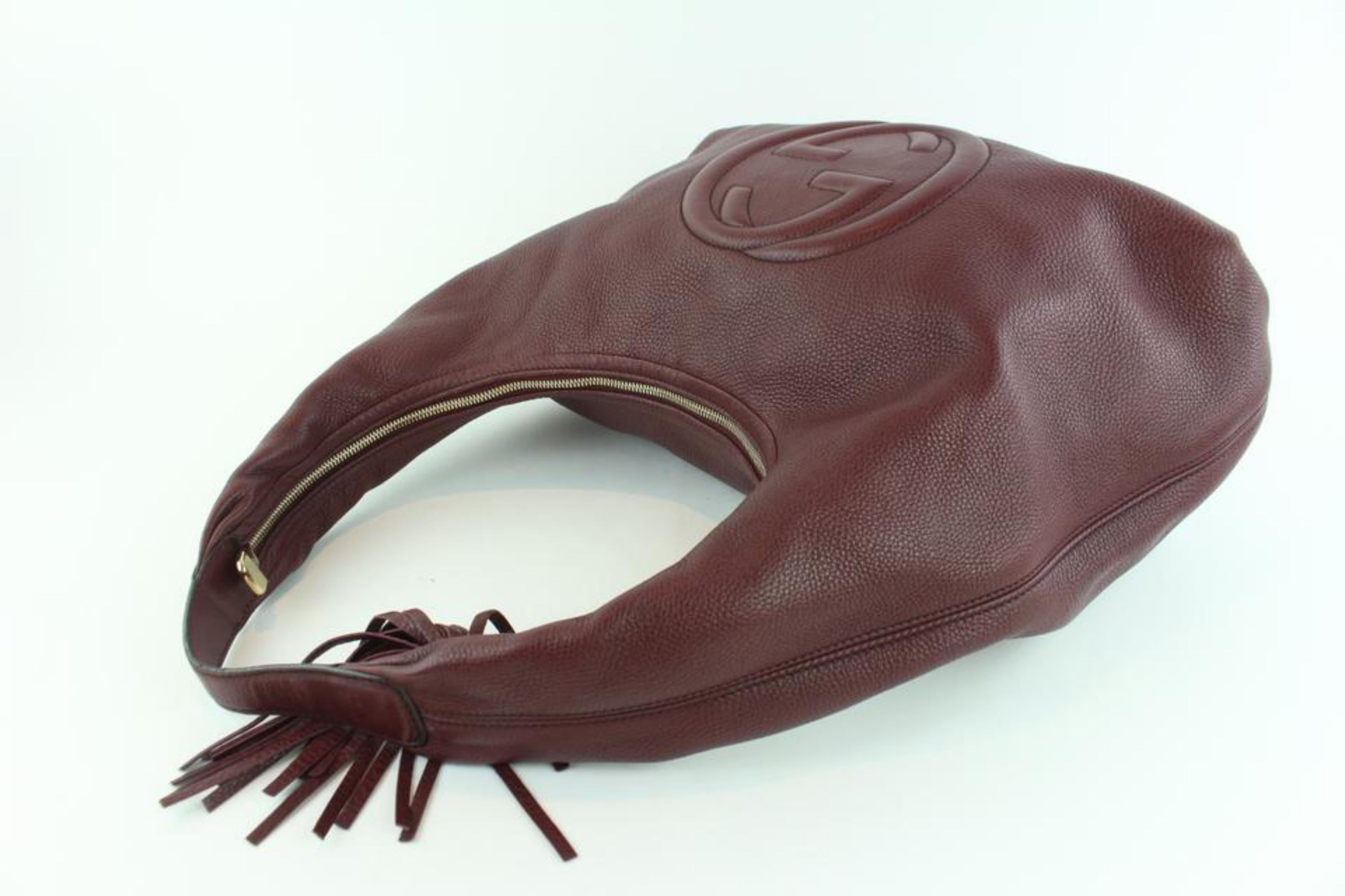 Gucci Soho Large Pebbled Calfskin 17gz1102 Burgundy Leather Hobo Bag For Sale 1