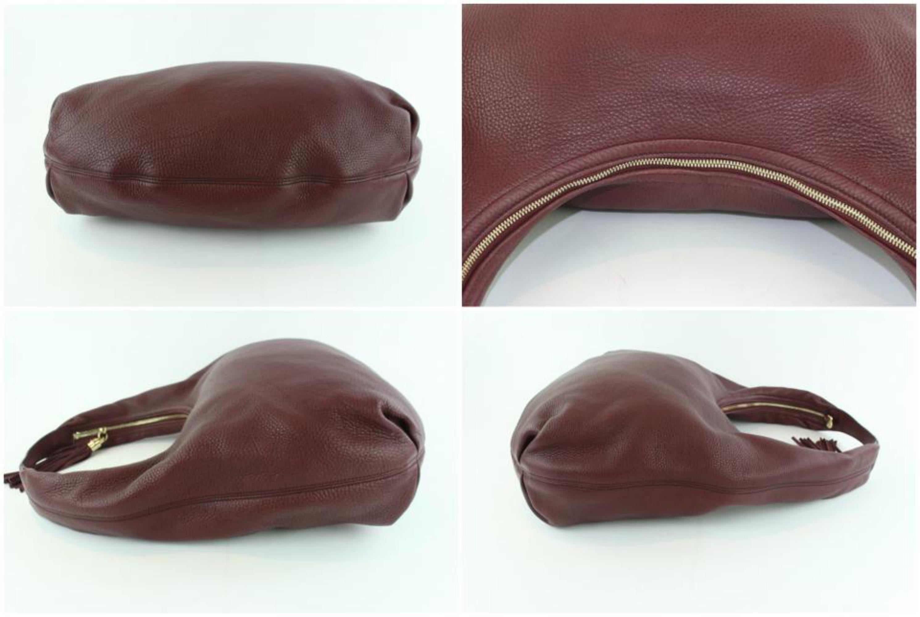 Gucci Soho Large Pebbled Calfskin 17gz1102 Burgundy Leather Hobo Bag For Sale 2