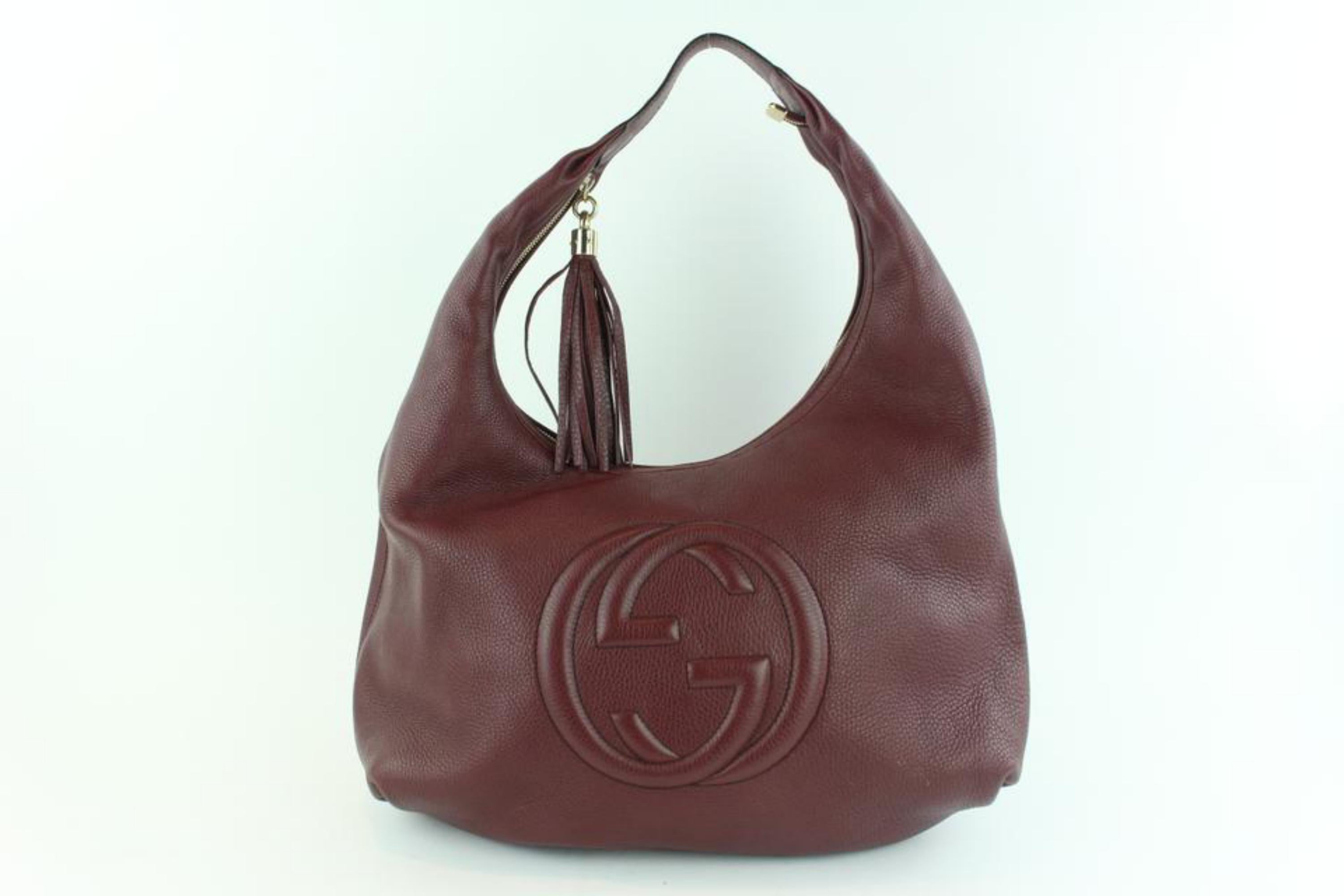 Gucci Soho Large Pebbled Calfskin 17gz1102 Burgundy Leather Hobo Bag For Sale 3