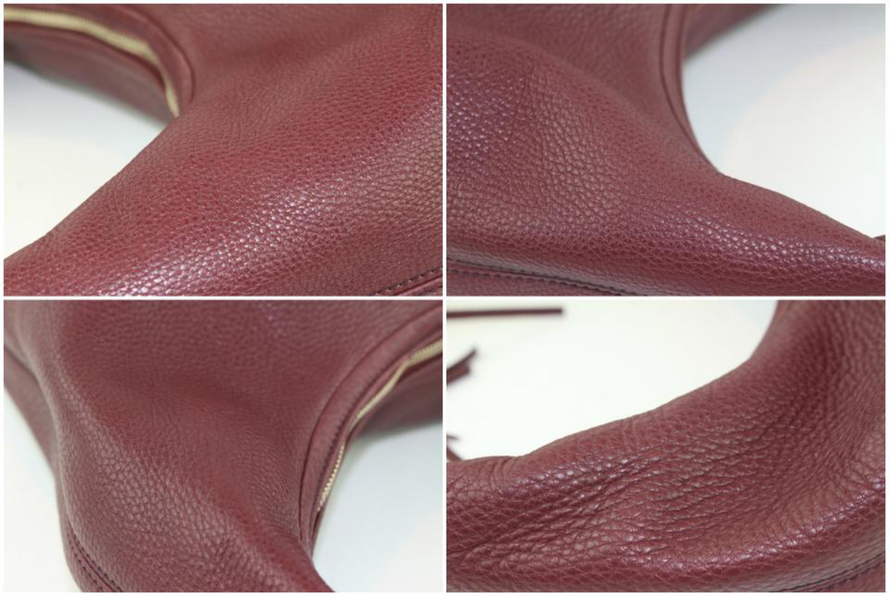 Gucci Soho Large Pebbled Calfskin 17gz1102 Burgundy Leather Hobo Bag For Sale 4
