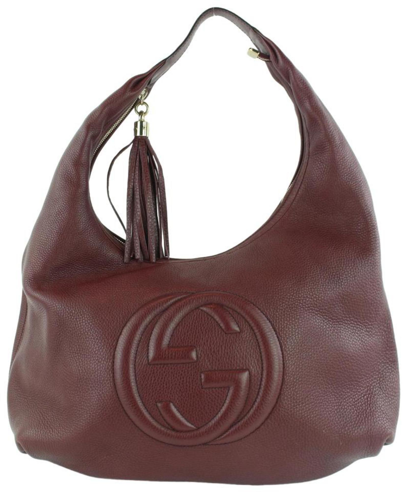 Gucci Soho Large Pebbled Calfskin 17gz1102 Burgundy Leather Hobo Bag For Sale