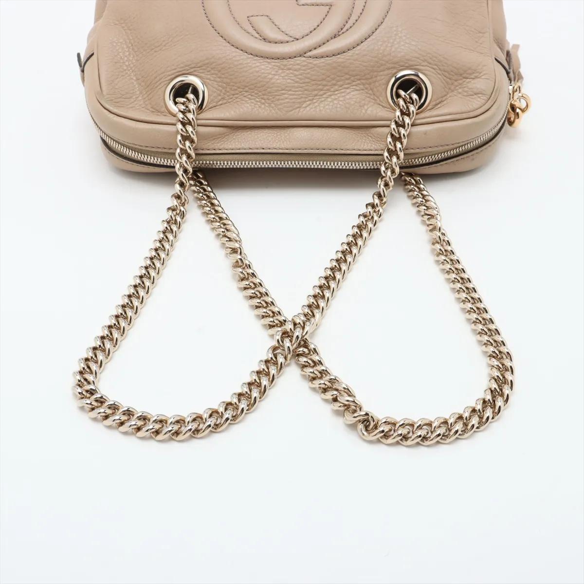 Gucci Soho Borsa a tracolla in pelle con catena Beige in vendita 2
