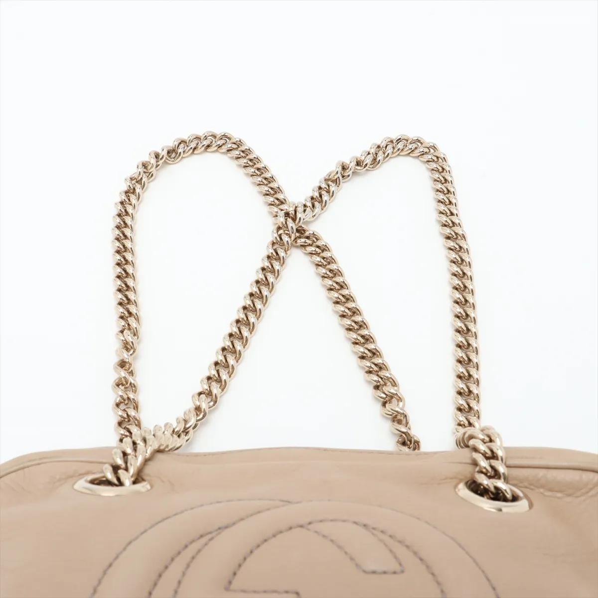 Gucci Soho Borsa a tracolla in pelle con catena Beige in vendita 3