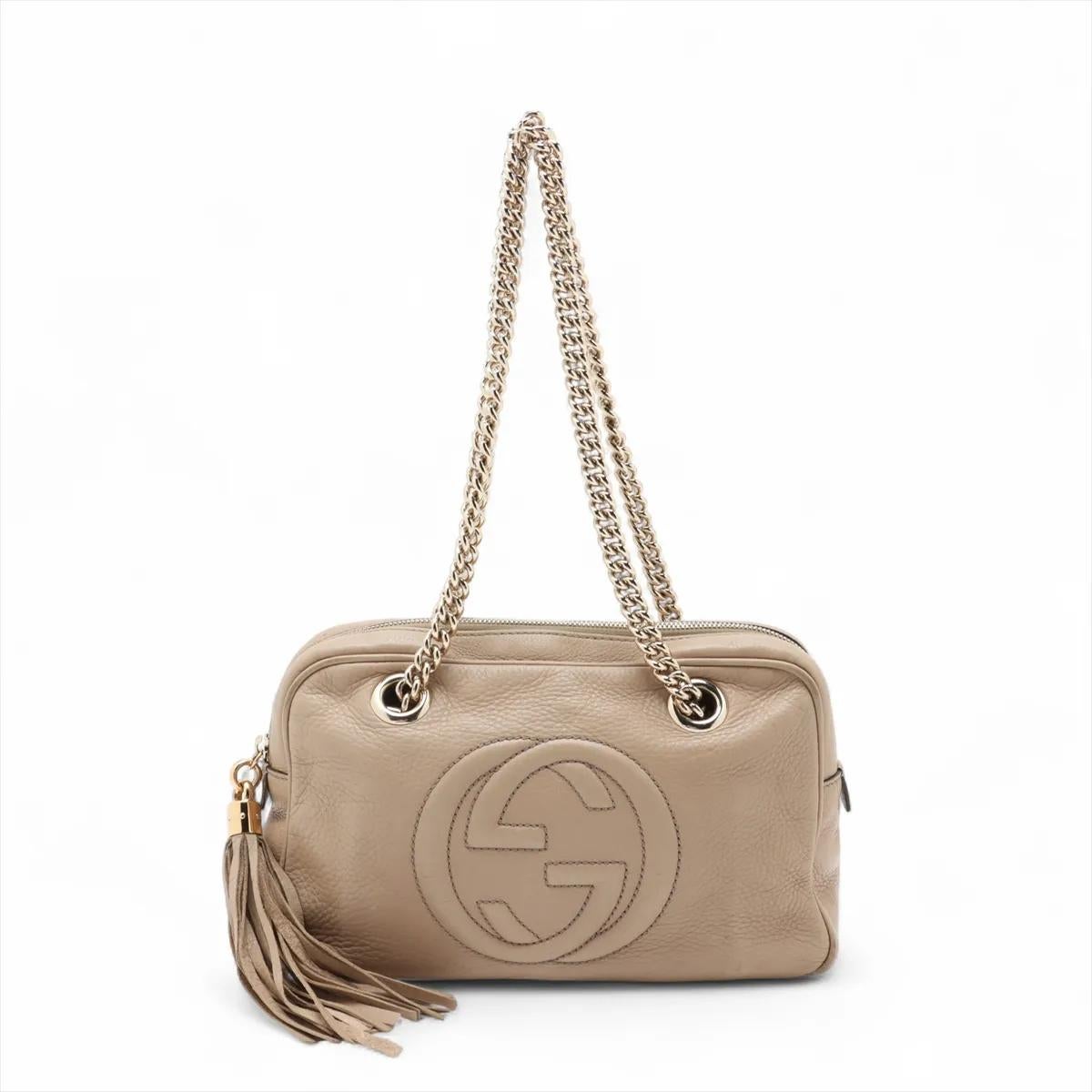 Gucci Soho Borsa a tracolla in pelle con catena Beige