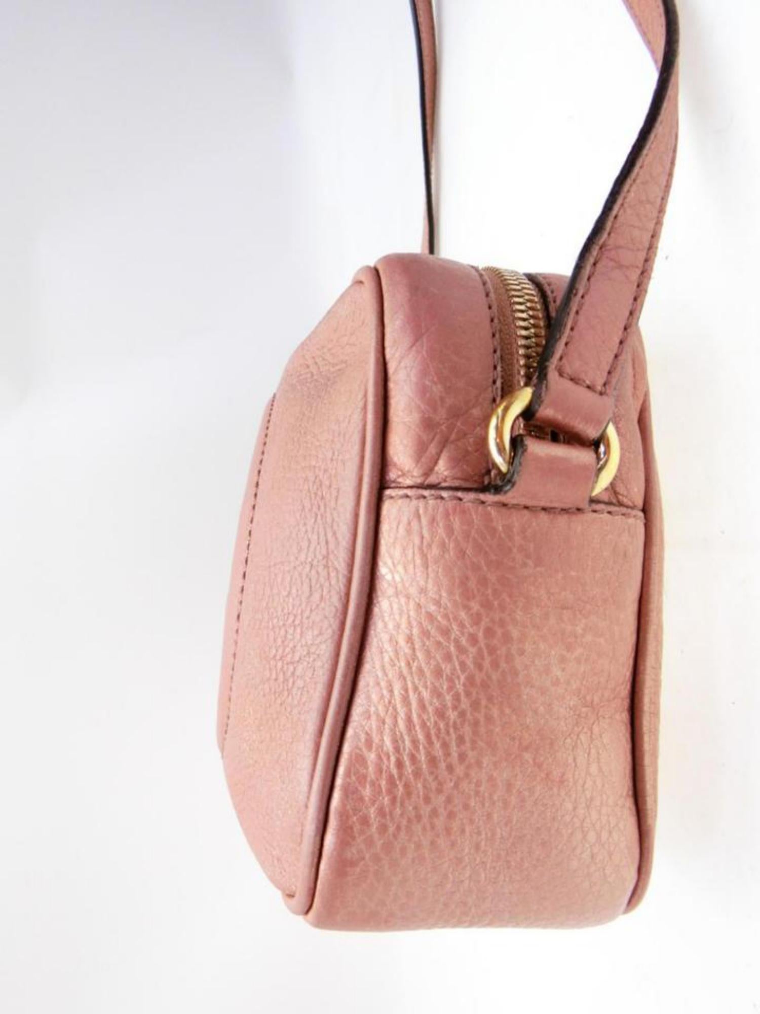 Gucci Soho (Limited Edition) Pearl Rose Disco 232715 Pink Leather Shoulder Bag In Good Condition In Forest Hills, NY