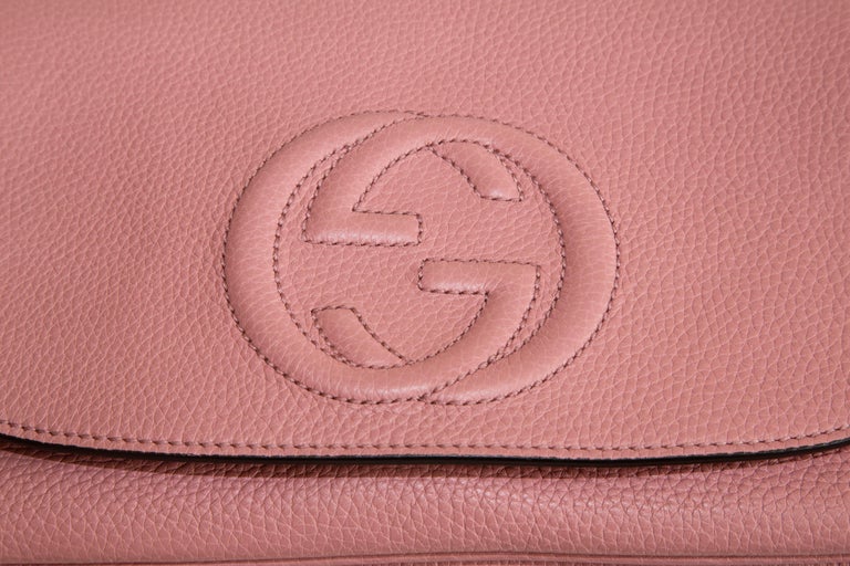 Gucci Soho Off White Leather Handbag Crossbody Clutch Ivory Italy Bag GG New