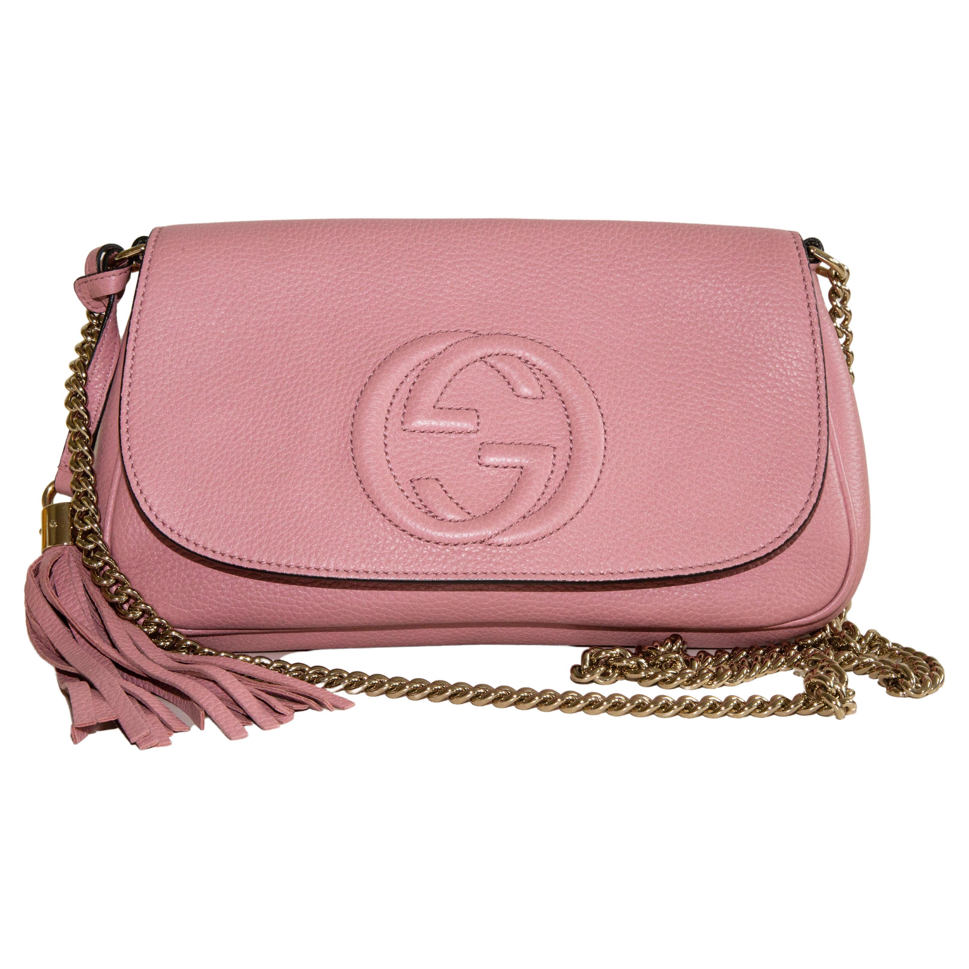 Gucci Soho Pink Leather Crossbody Bag For Sale