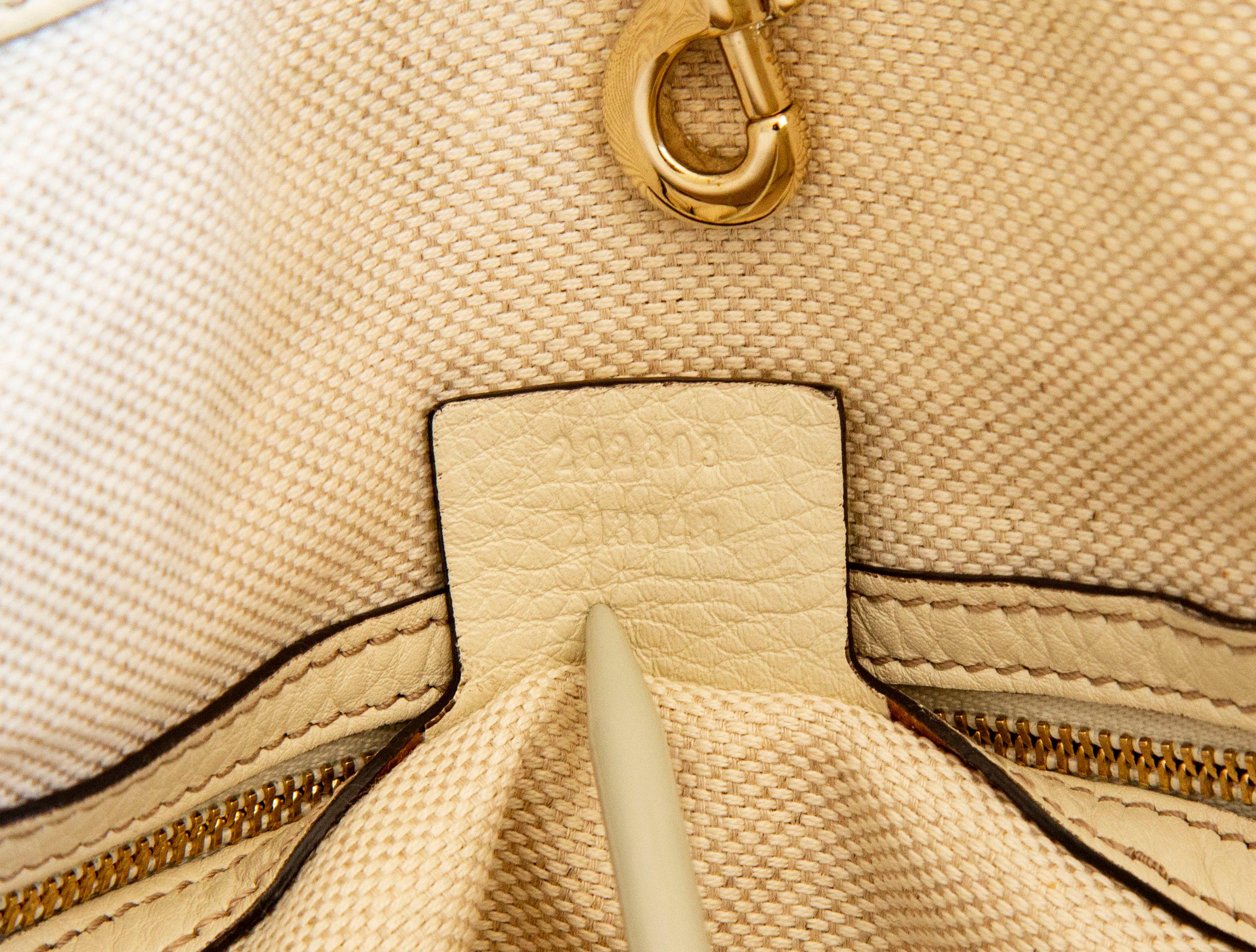 Gucci Soho Shopper en cuir Off-White blanc en vente 9