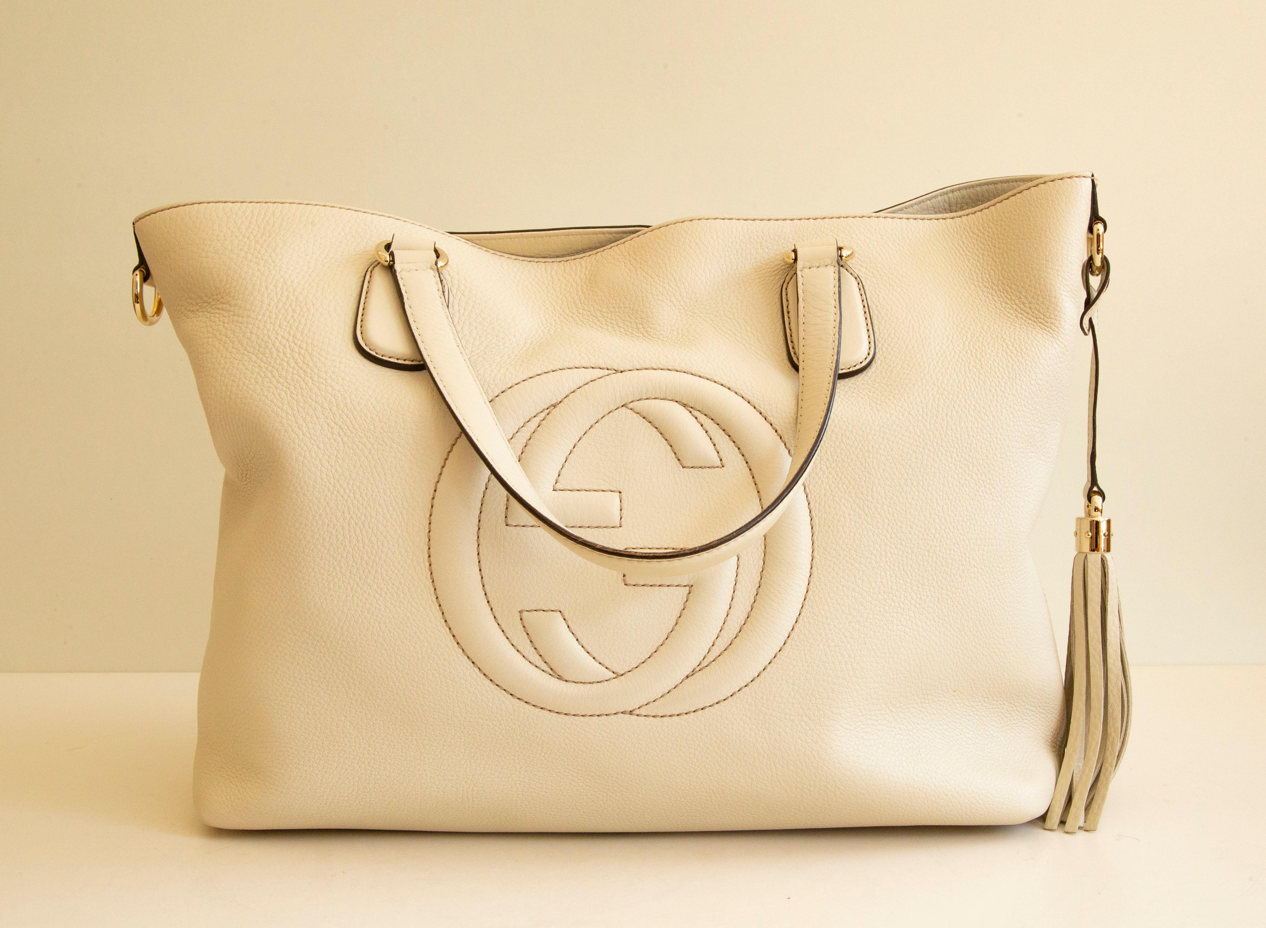 Gucci Soho Shopper in White Off Leather In Good Condition For Sale In Arnhem, NL