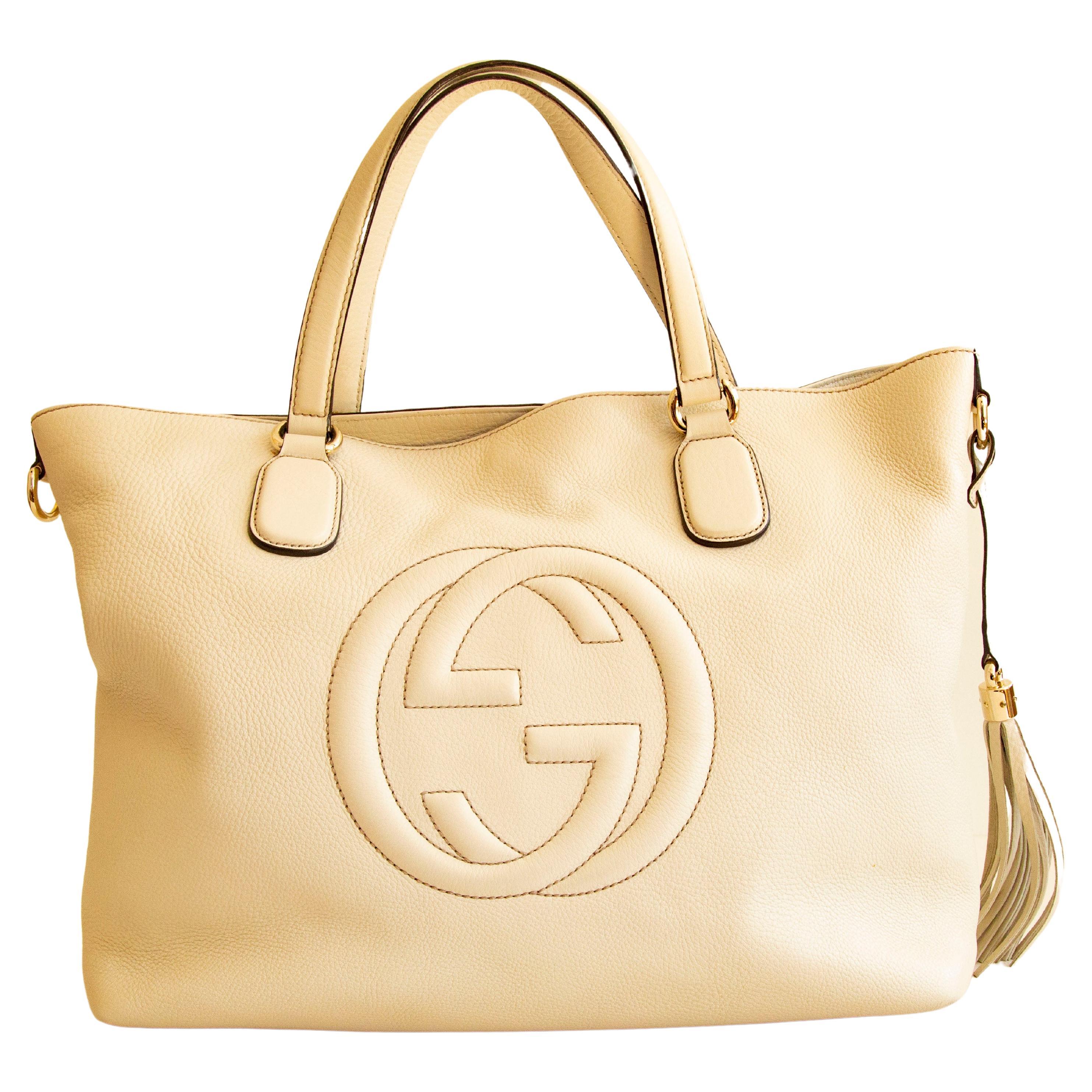 Gucci Soho Shopper in White Off Leather For Sale