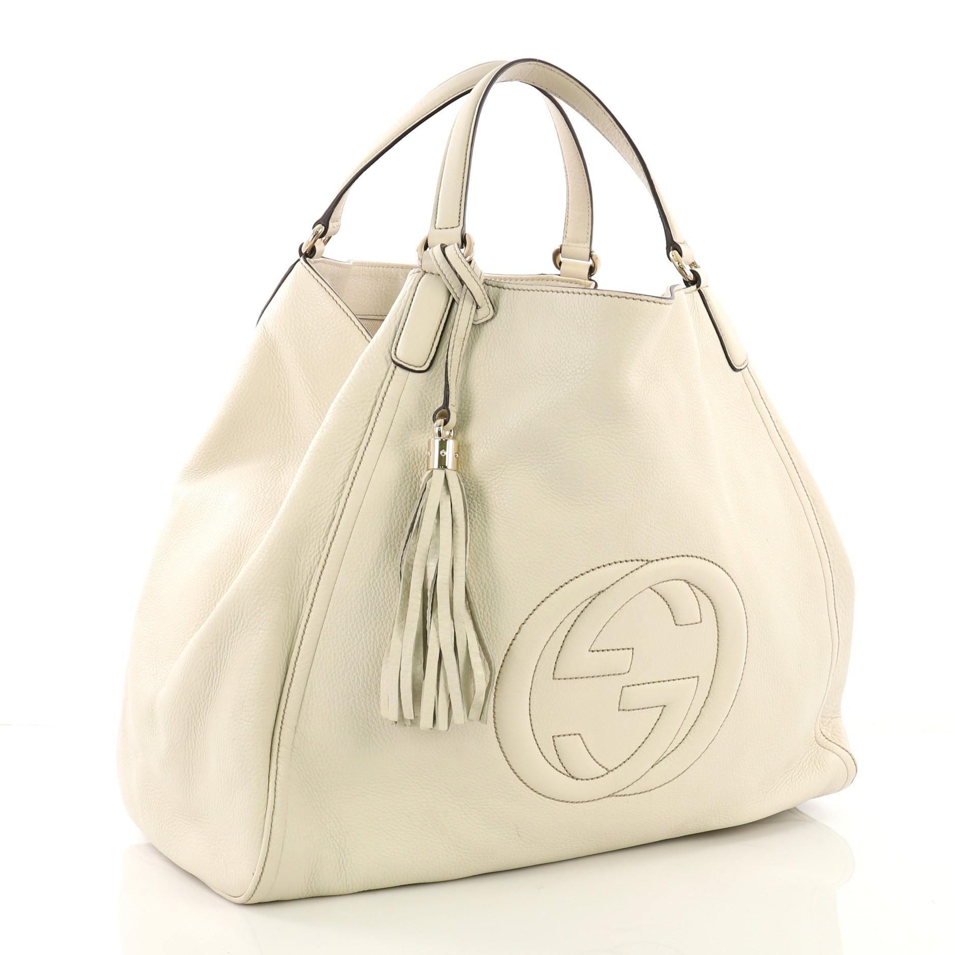 Beige Gucci Soho Shoulder Bag Leather Large