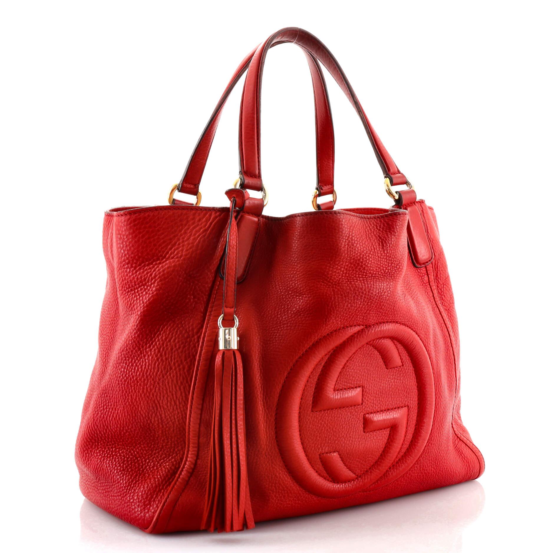 Red Gucci Soho Shoulder Bag Leather Medium