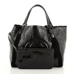 Gucci Soho Shoulder Bag Patent And Shearling Medium
