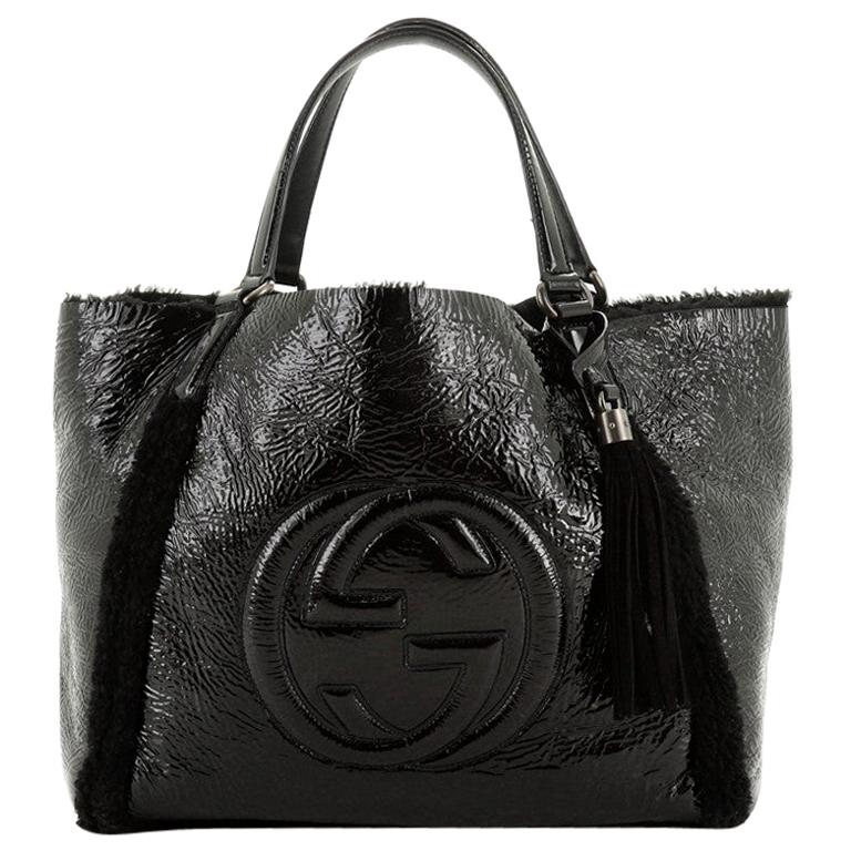 Gucci Soho Shoulder Bag Patent And Shearling Medium at 1stDibs