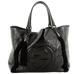 Gucci Soho Shoulder Bag Patent and Shearling Medium