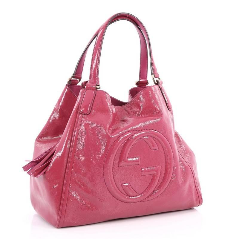 Pink Gucci Soho Shoulder Bag Patent Medium