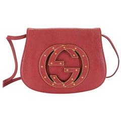 Used Gucci Soho Studded Messenger 870420 Red Leather Cross Body Bag
