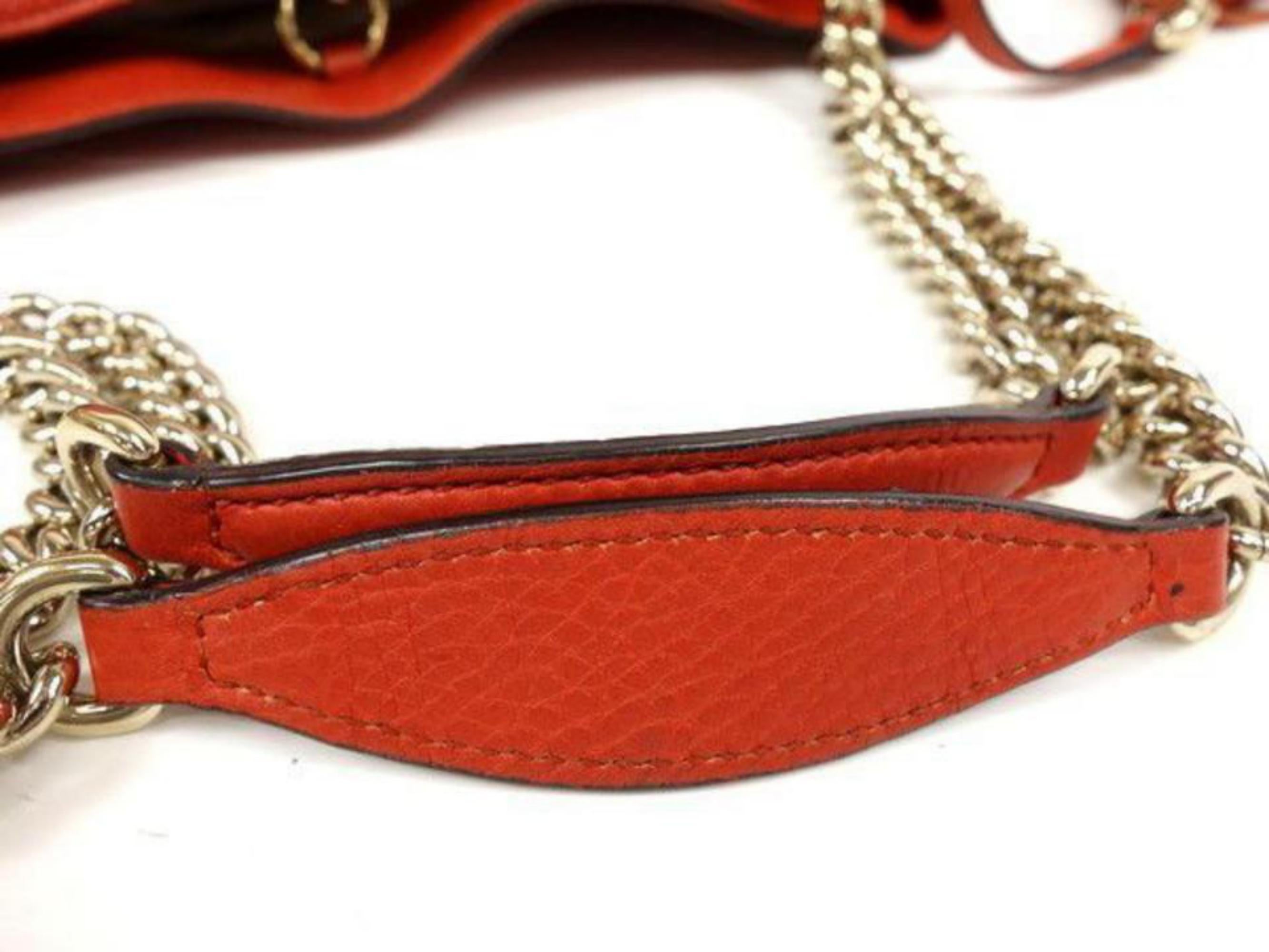 Gucci Soho Tabasco Fringe Tassel Chain Tote 230457 Red Leather Shoulder Bag For Sale 1