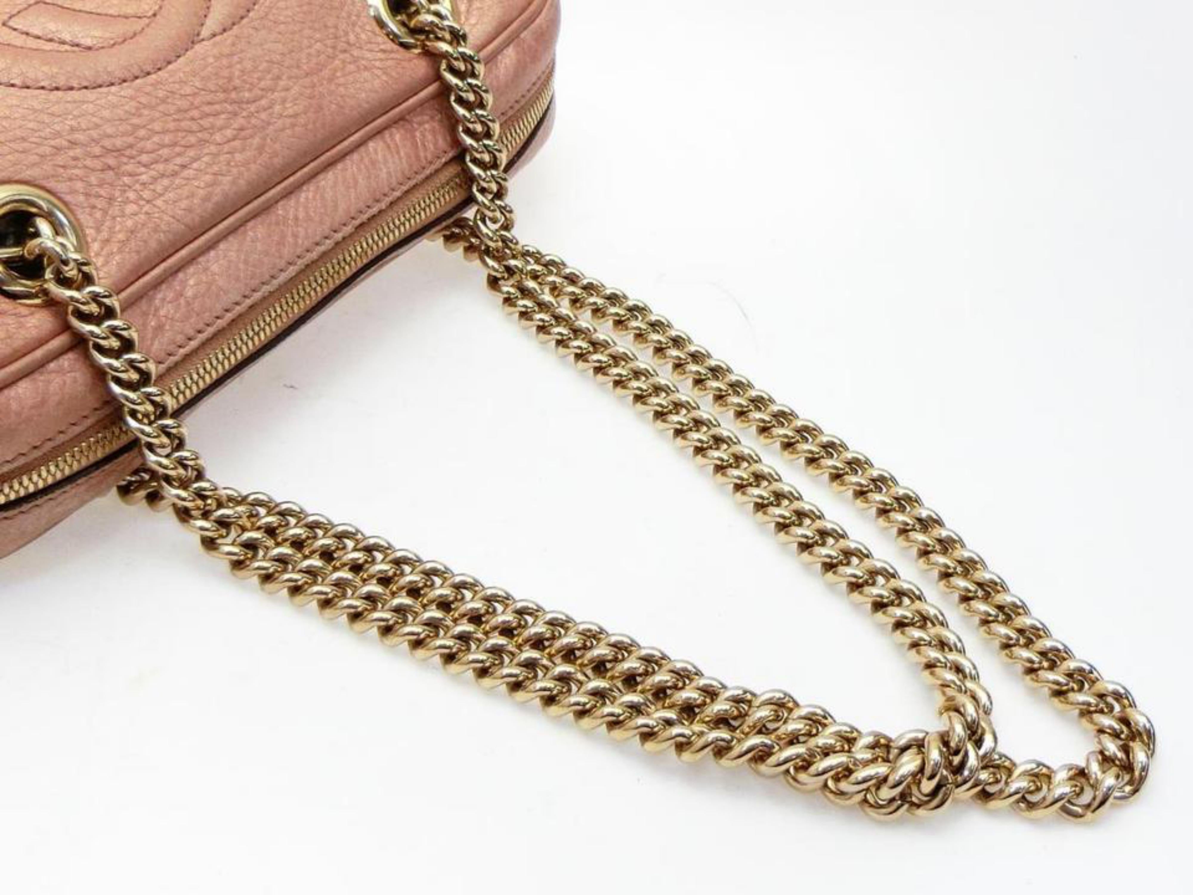 Gucci Soho (Ultra Rare) Chain Camera 227986 Pink Leather Shoulder Bag In Good Condition For Sale In Forest Hills, NY