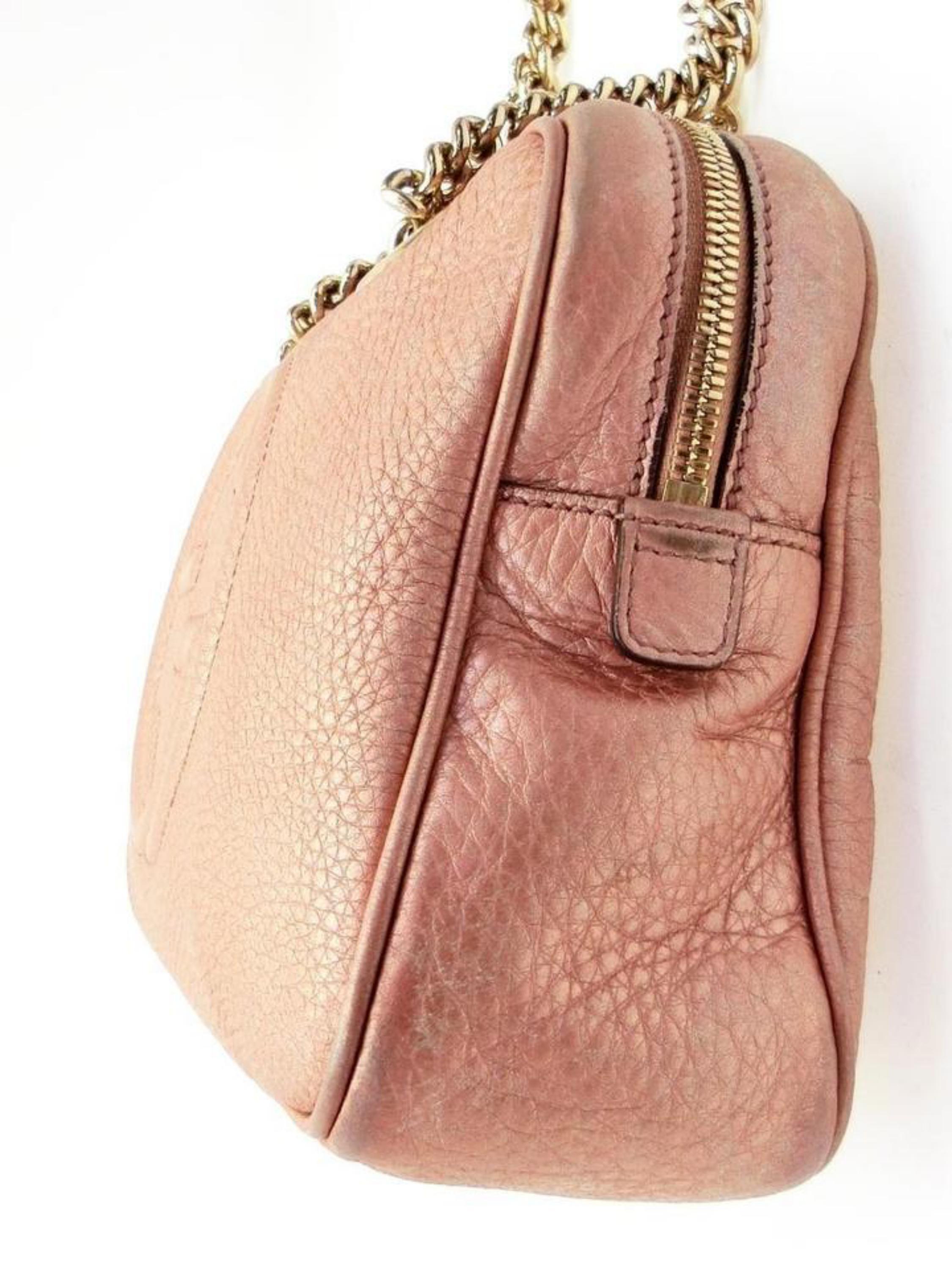 Women's Gucci Soho (Ultra Rare) Chain Camera 227986 Pink Leather Shoulder Bag For Sale
