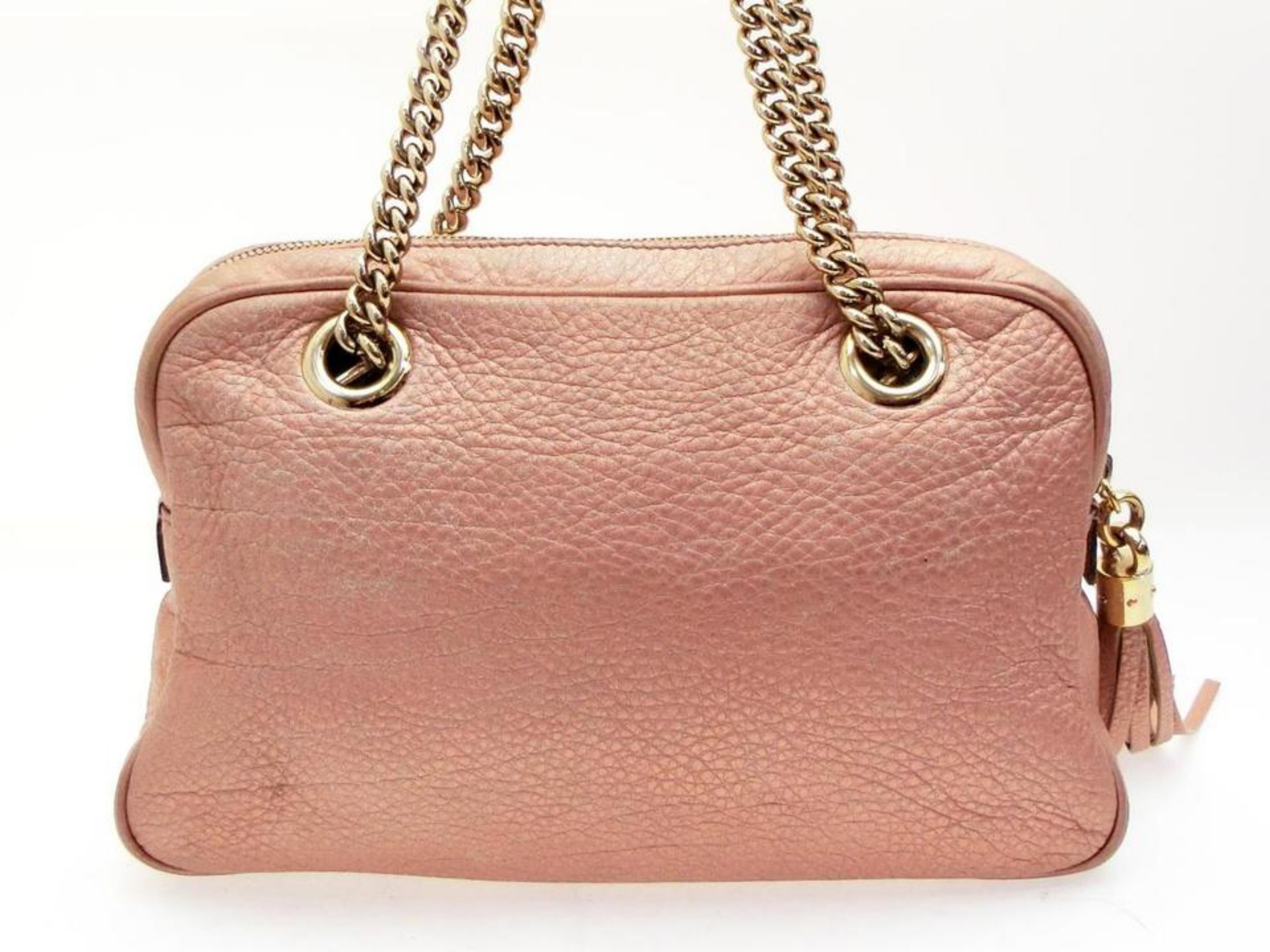 Gucci Soho (Ultra Rare) Chain Camera 227986 Pink Leather Shoulder Bag For Sale 2