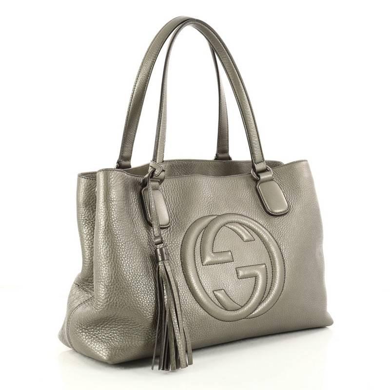 Gray Gucci Soho Working Tote Leather Medium