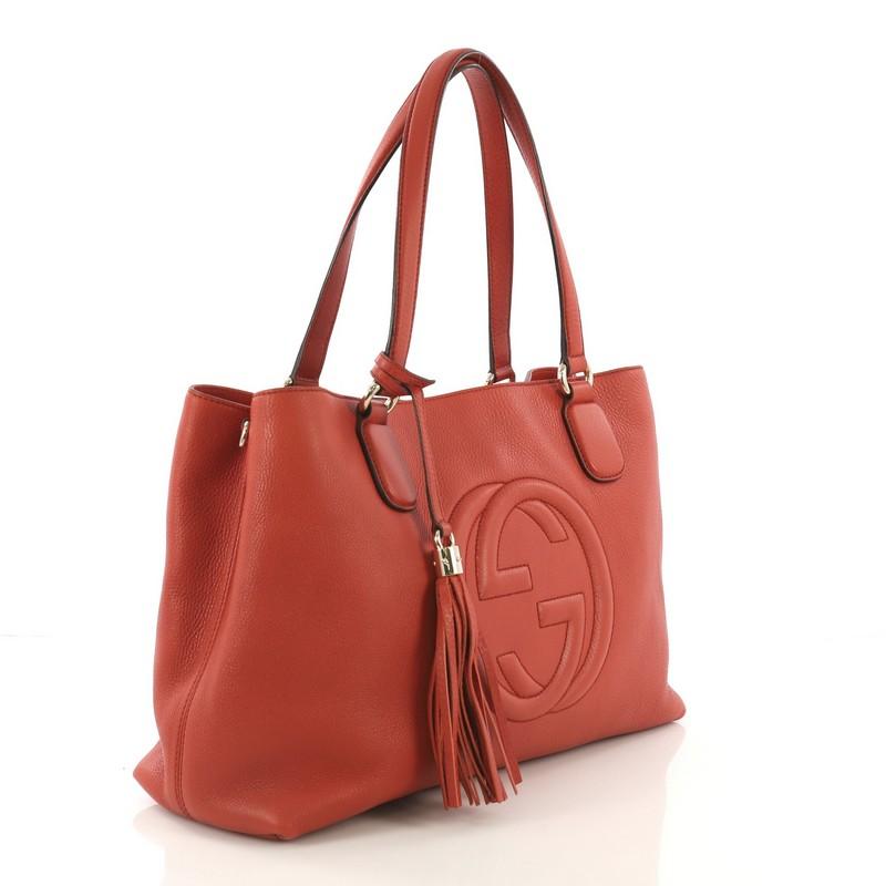 Red Gucci Soho Working Tote Leather Medium