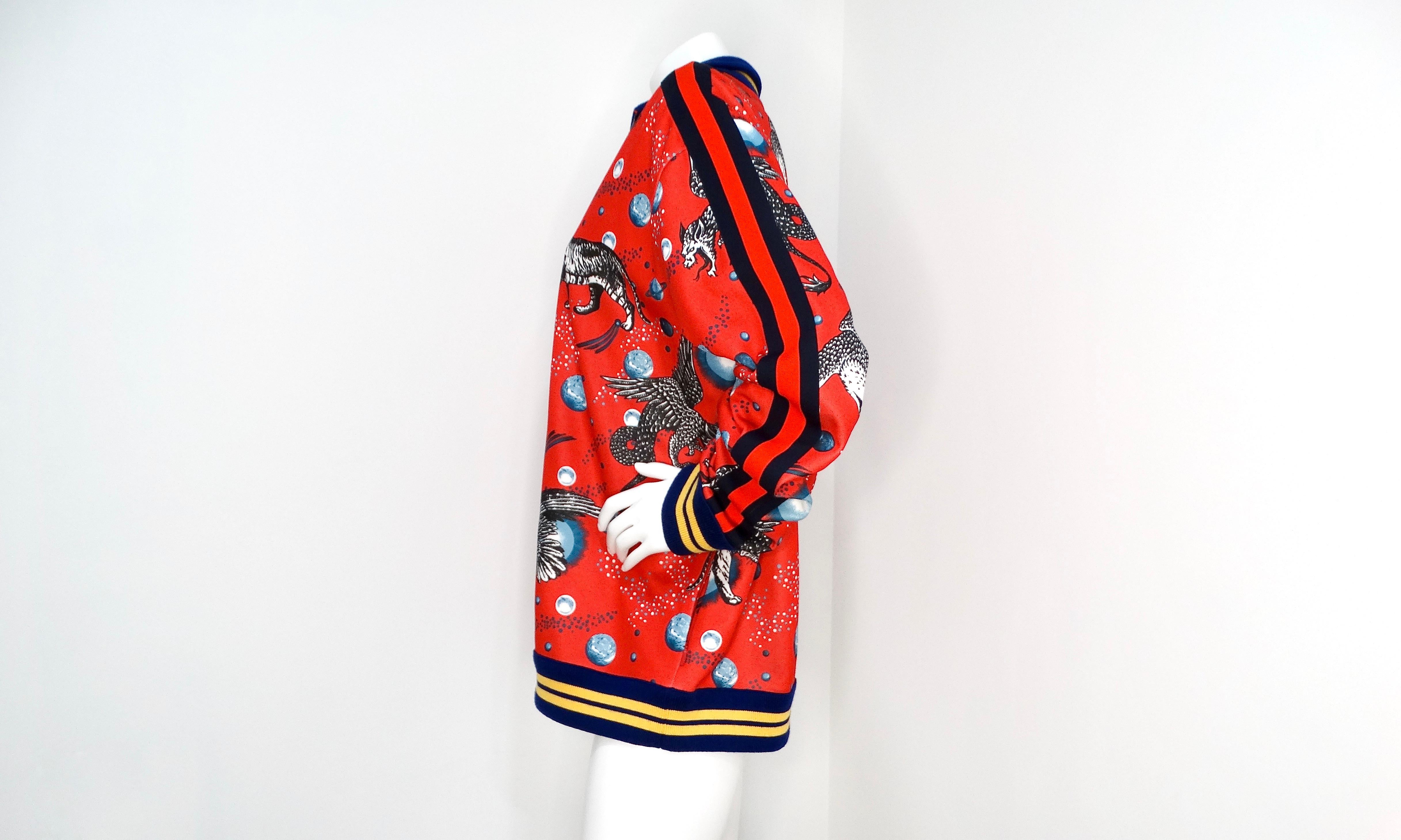 Gucci Space Animals - Giacca da ginnastica con zip rossa In condizioni buone in vendita a Scottsdale, AZ