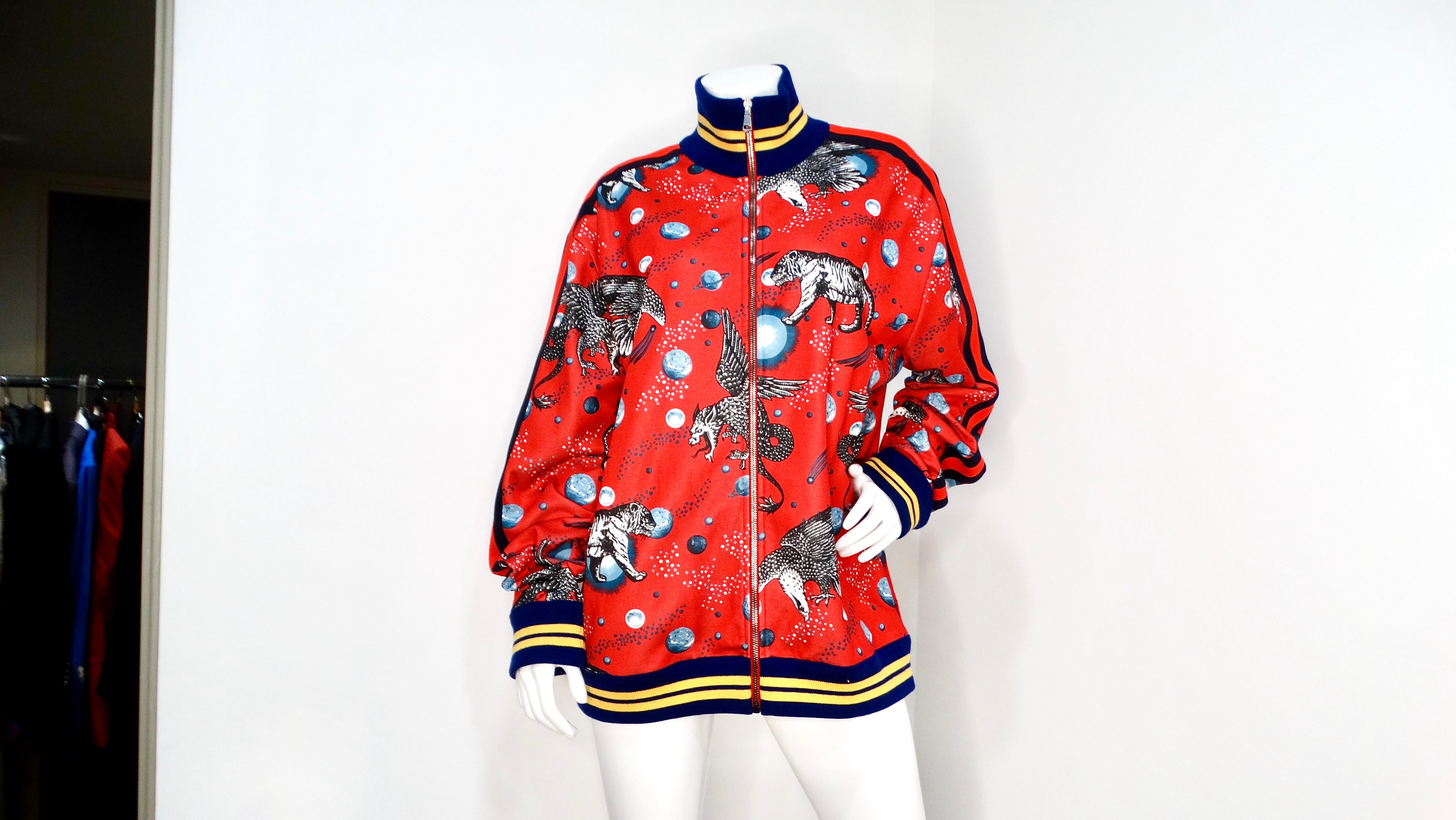 Gucci Space Animals - Giacca da ginnastica con zip rossa in vendita 3
