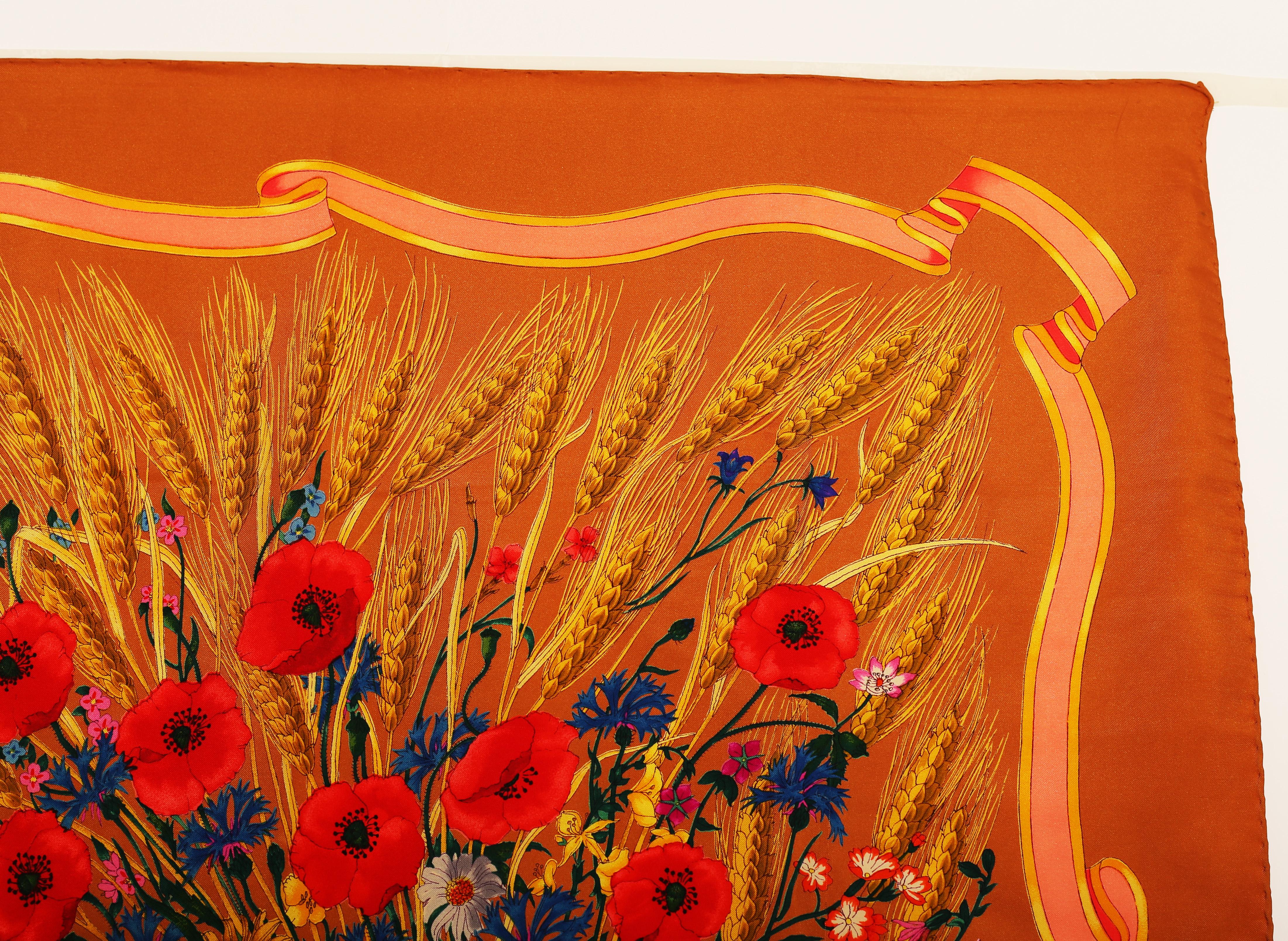 Gucci Spighe Wheat und Weizen und  Mohnblumen signiert von Vittorio Acornero 1960er-1970er Jahre für Damen oder Herren im Angebot