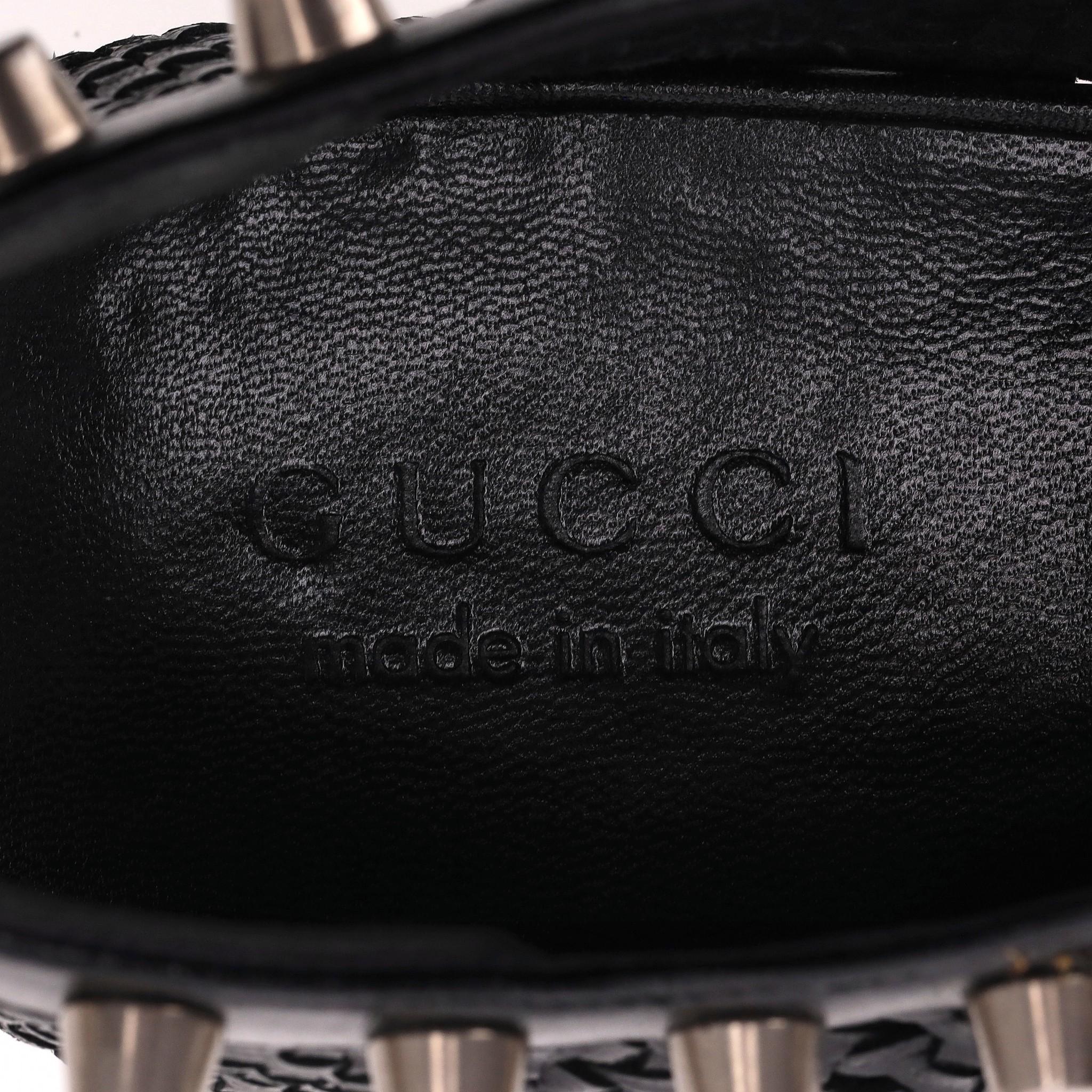 Gucci Spike Detailed Woven Leather Web Stripe Derby Shoes For Sale 3