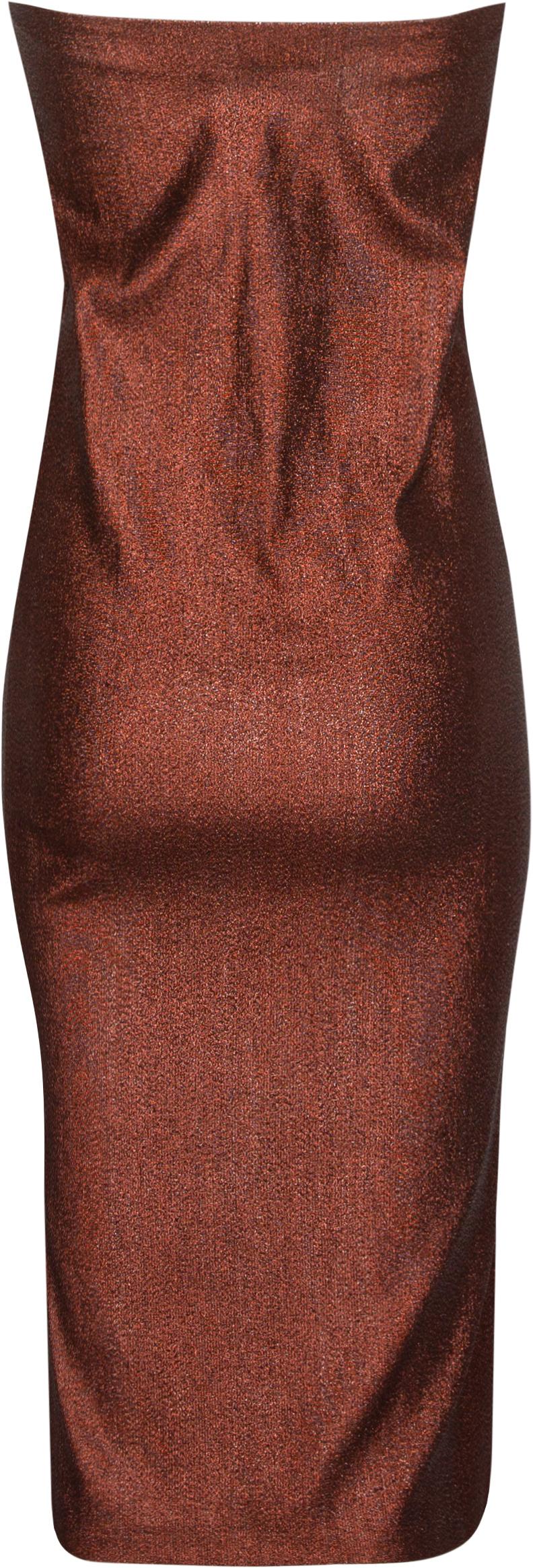 Robe tube en lurex marron métallisé de la collection printemps 1997 de Gucci by Tom Ford, portée par Naomi Campbell.

Poitrine : 32-36