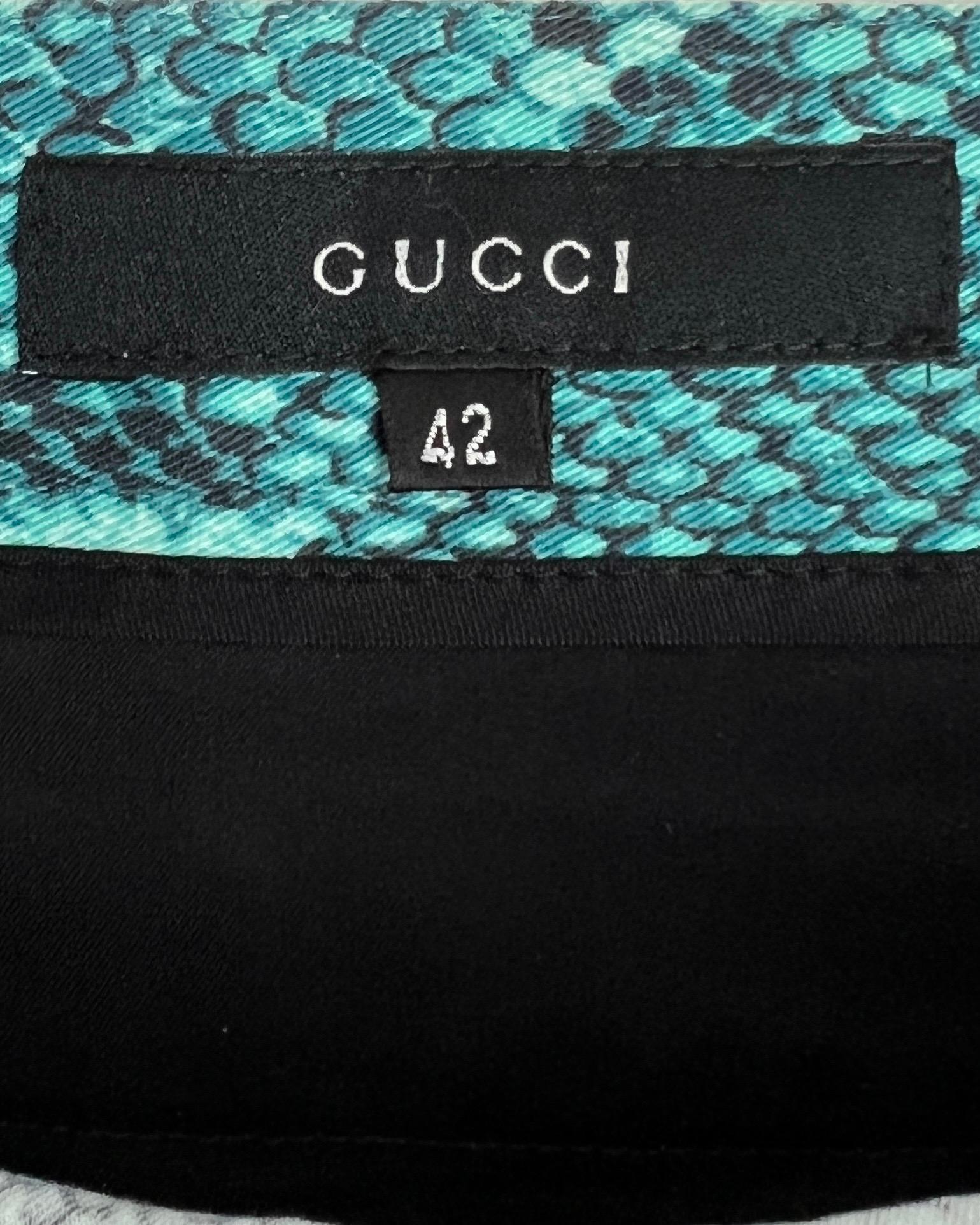 Blue Gucci Spring 2000 Python Print Teal Pants For Sale