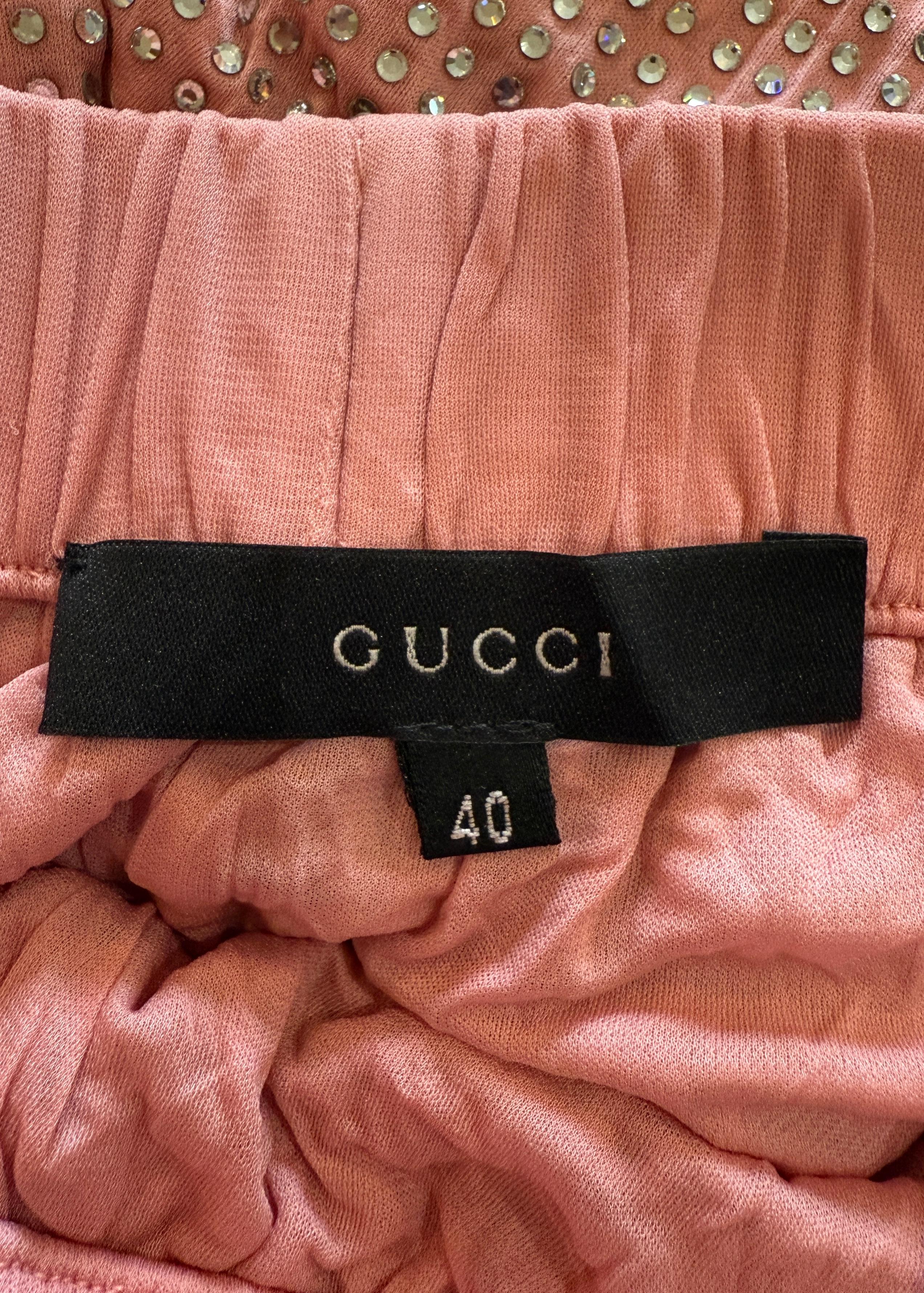 Gucci Primavera 2000 Pasarela Rosa Pantalones Adornados con Cristales Swarovski en venta 6