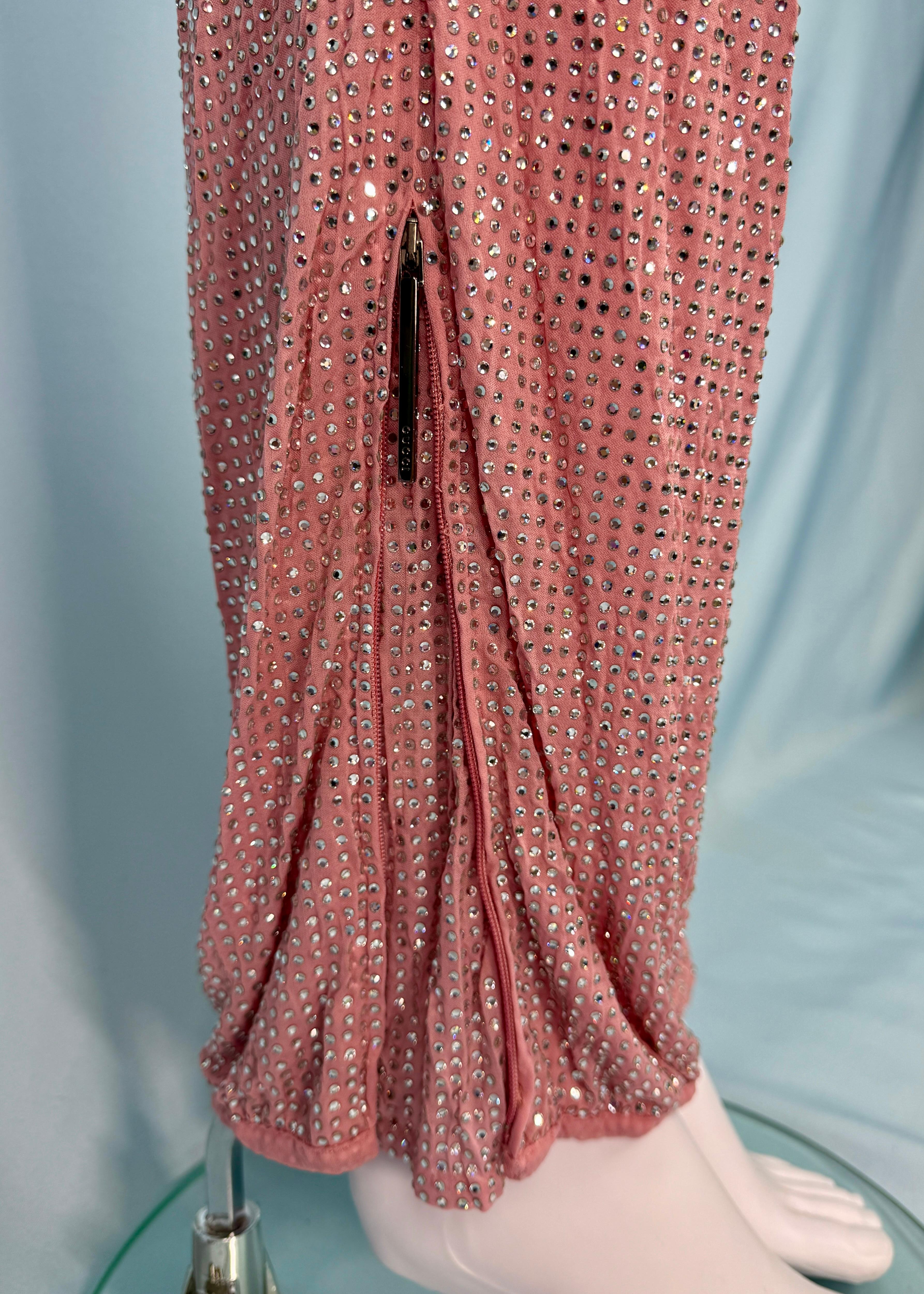Gucci Primavera 2000 Pasarela Rosa Pantalones Adornados con Cristales Swarovski en venta 1