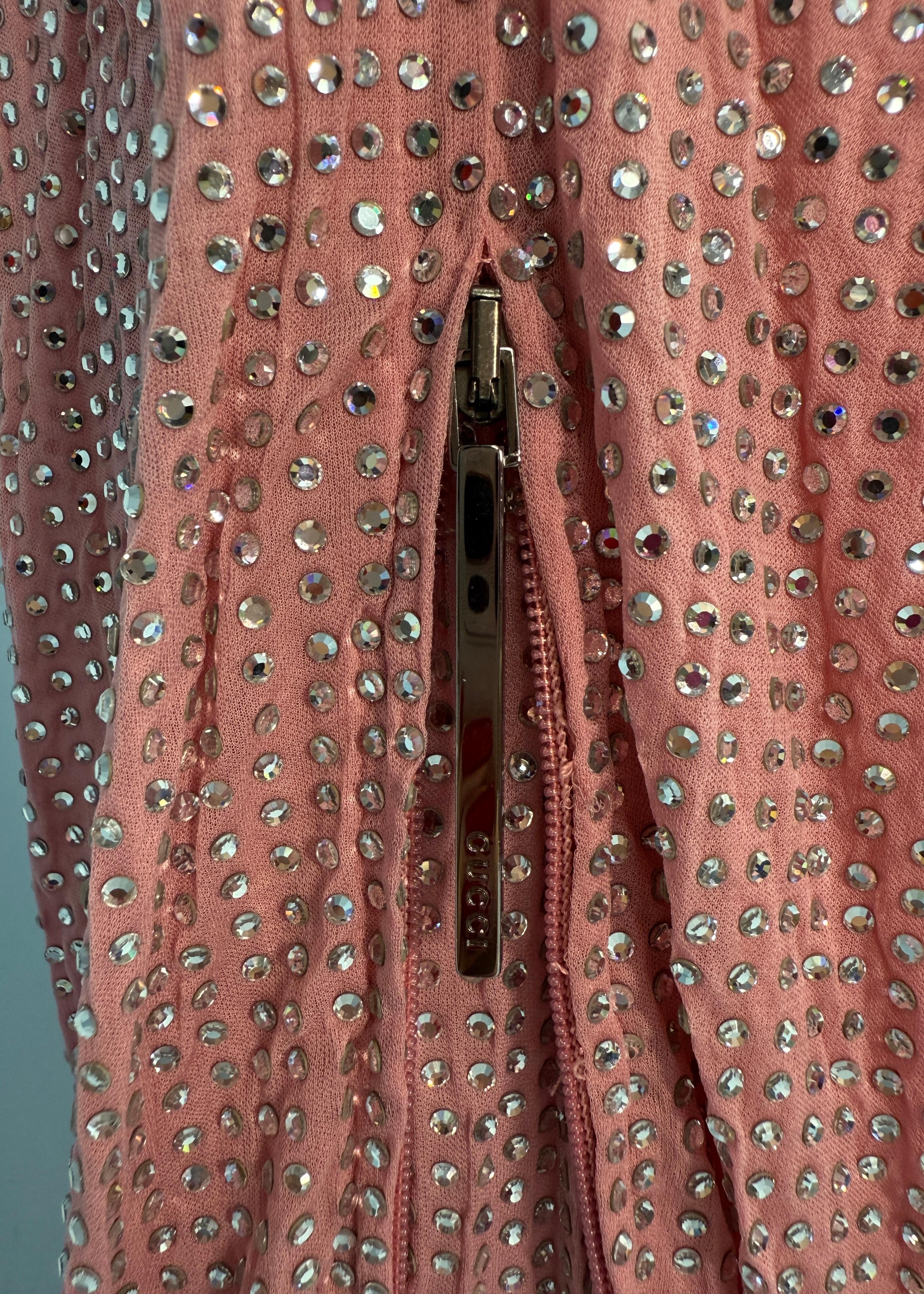 Gucci Primavera 2000 Pasarela Rosa Pantalones Adornados con Cristales Swarovski en venta 4