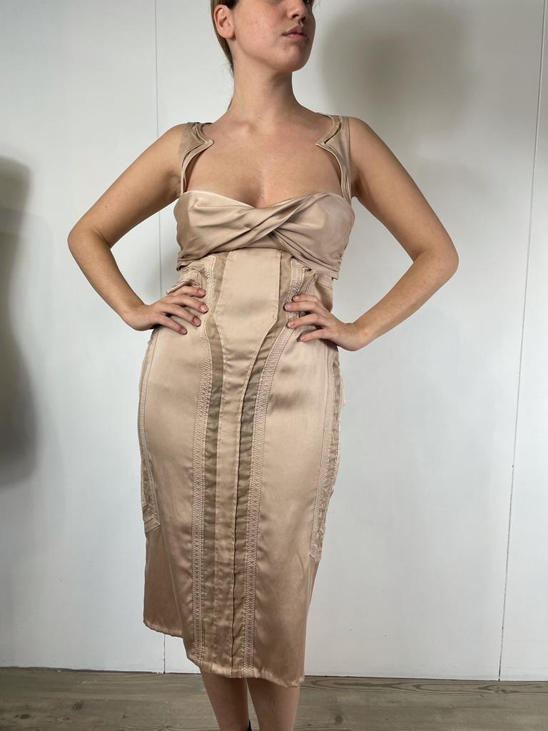 Gucci Dress.
From spring 2005 ready to wear collection. Look #33.
Featuring silk and elastane fabrics. 
Fully lined.
Size 42 Italian.
Measurements 
Bust 40 cm
Waist 34 cm
Length 110 cm
Conditions: very Good- Previously owned and gently worn, with