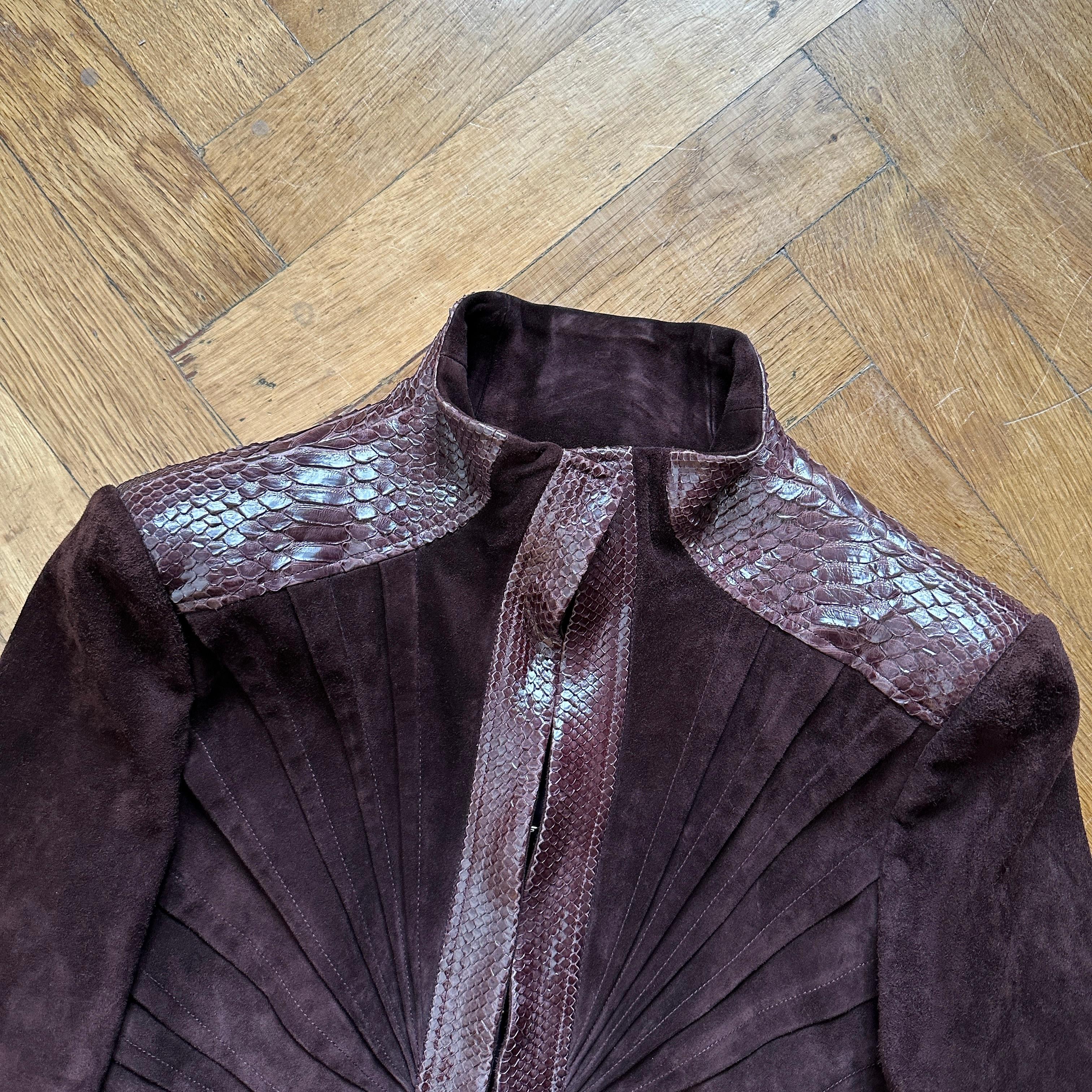 Women's Gucci Spring/Summer 2004 Python Suede Paneled Jacket by Tom Ford