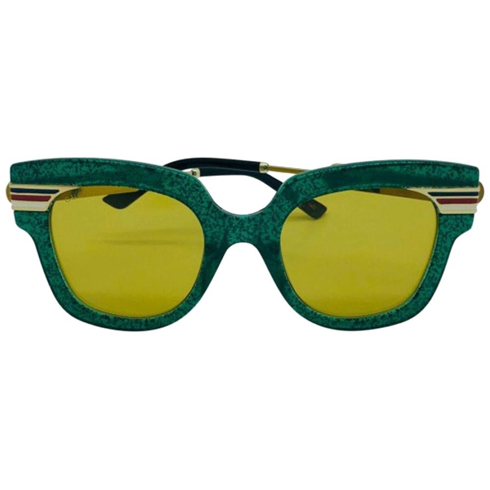 GUCCI Square Frame Acetate Glitter Sunglasses