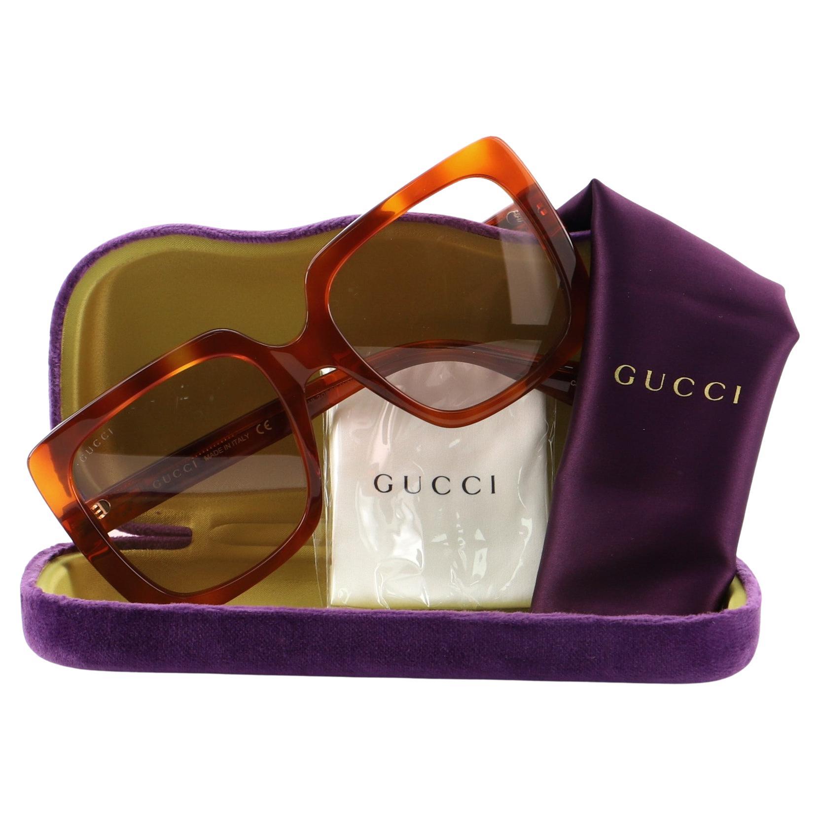 Gucci Square Sunglasses Tortoise Acetate Brown
