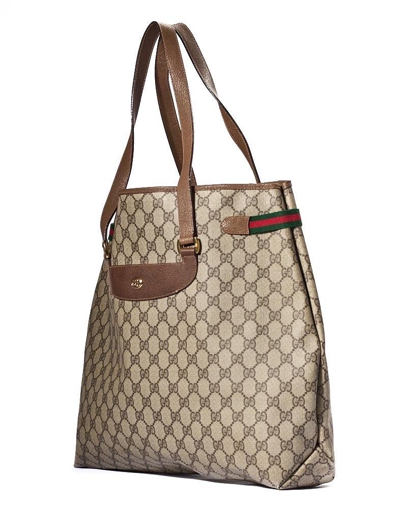 Brown Gucci Square Vintage Large GG Supreme Marrone Borsa a spalla For Sale
