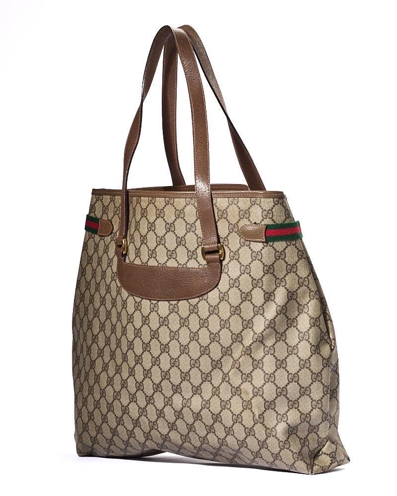 Gucci Square Vintage Large GG Supreme Marrone Borsa a spalla For Sale 1
