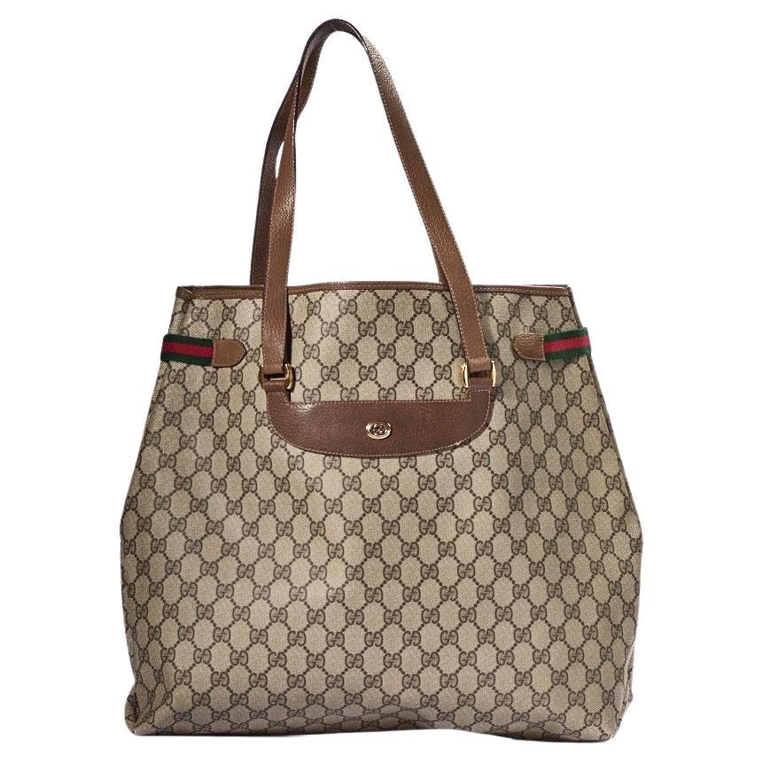 Gucci Square Vintage Large GG Supreme Marrone Borsa a spalla For Sale