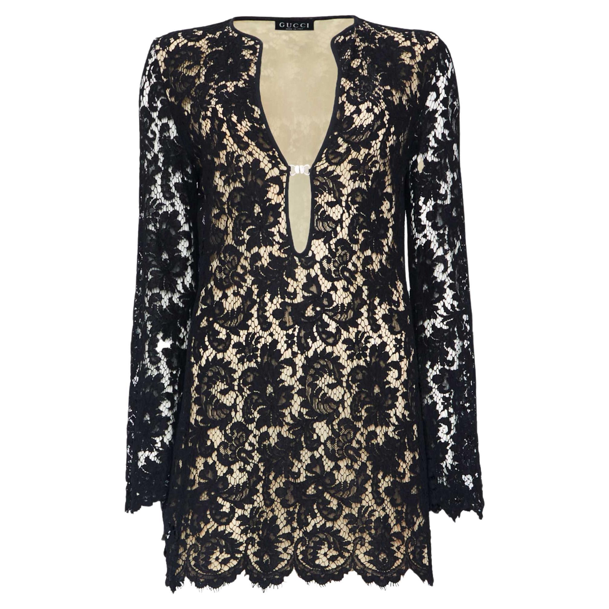 Gucci ss 1996 Tom ford black lace mini dress