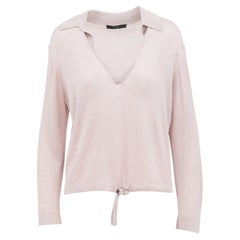 Gucci SS 2000 Tom Ford Pink Runway Campaign Lurex Polo Knit Drawstring Top IT L