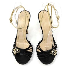 Gucci SS 2012 Panther Head Laufsteg Sandalen Schwarz Wildleder Gold Heels 38