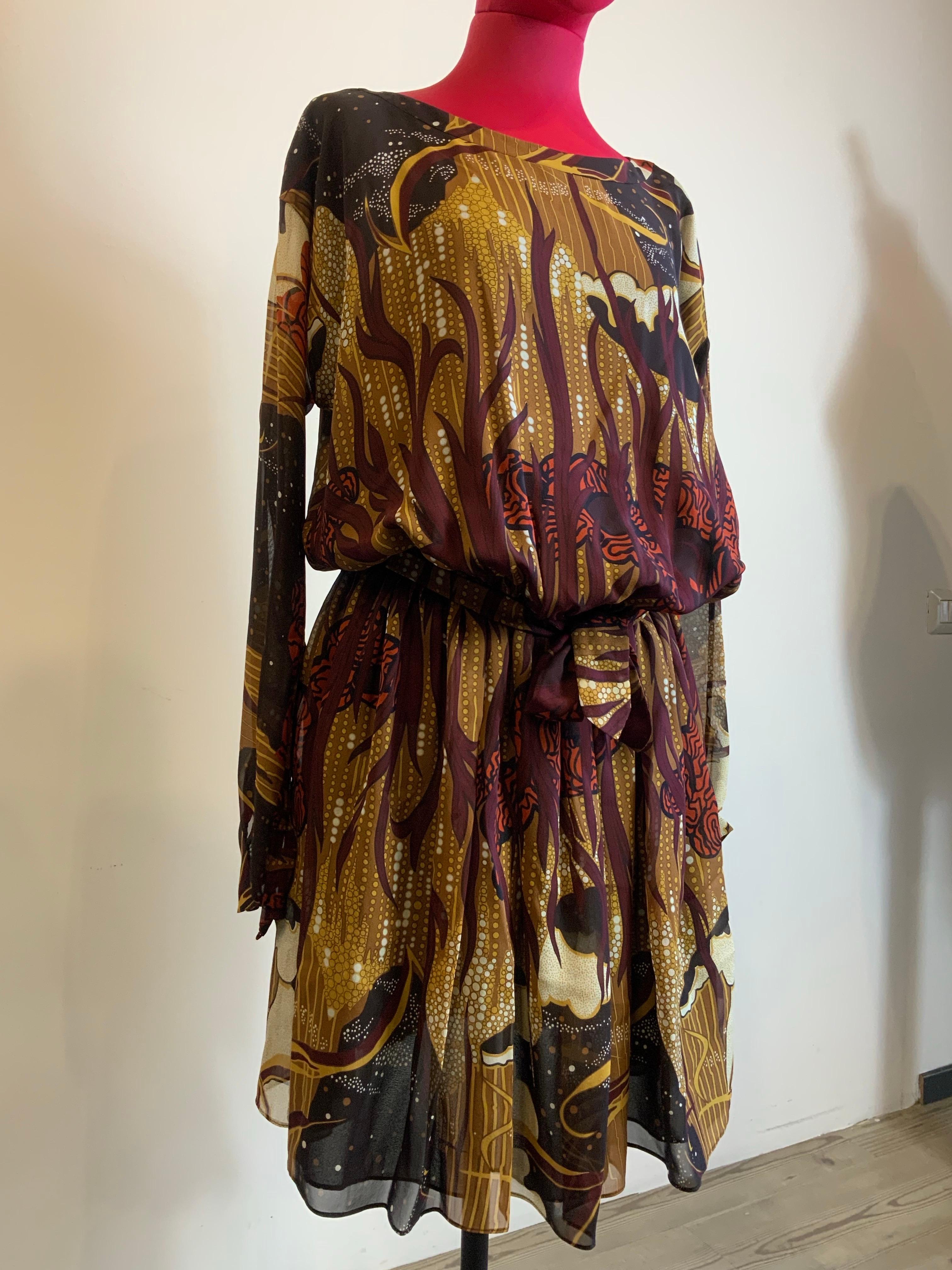 Brown Gucci SS 2015 silk Dress For Sale