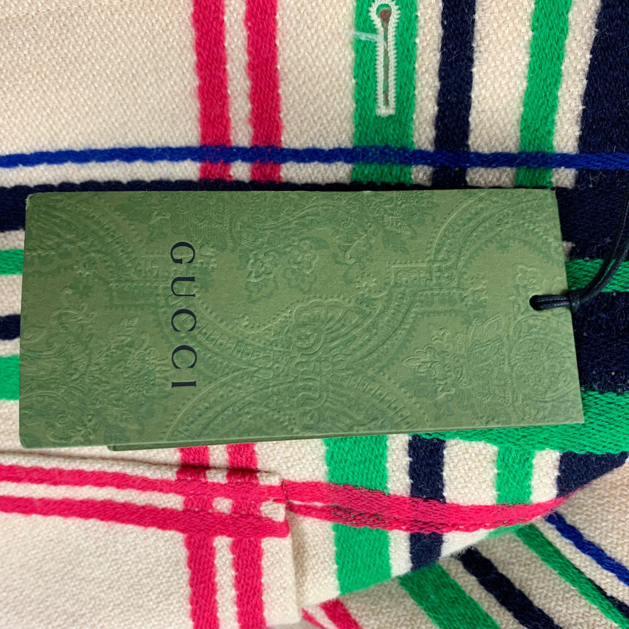 GUCCI SS 2021 Size 36 Cream Multi-Color Plaid Wool Cotton Notch Lapel Suit 5