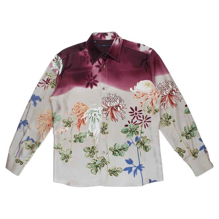 Gucci SS01 Tom Ford Long Sleeves Men Silk Shirt For Sale at 1stDibs